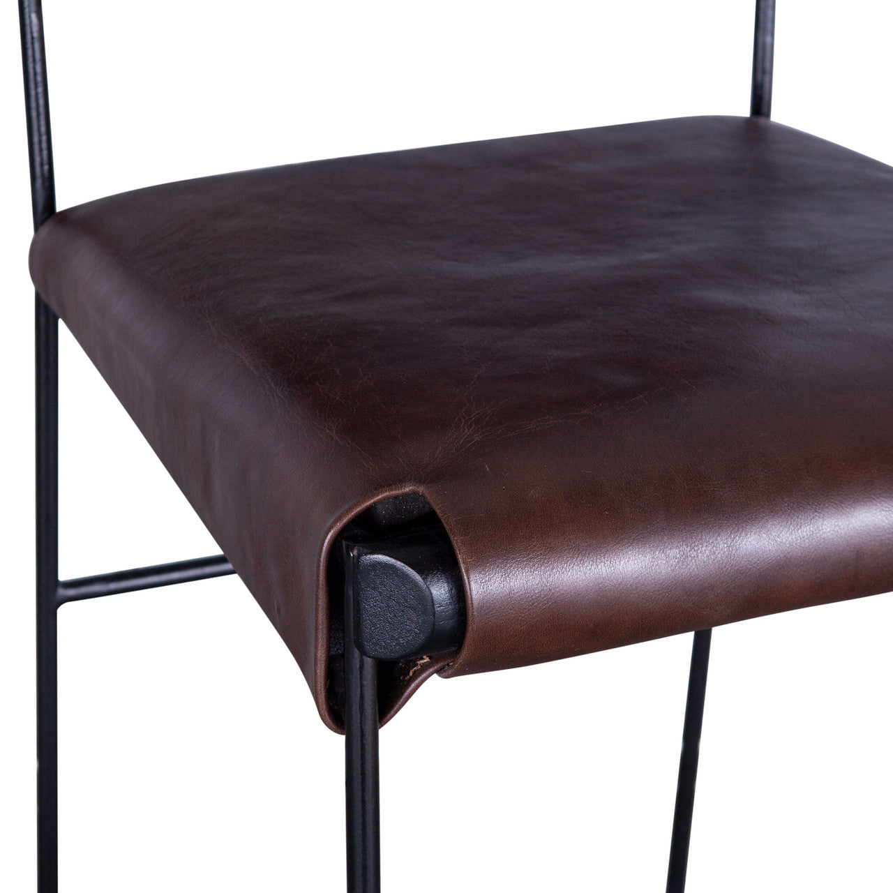 New York 17" Counter Chair in Chocolate Top Grain Leather and Iron