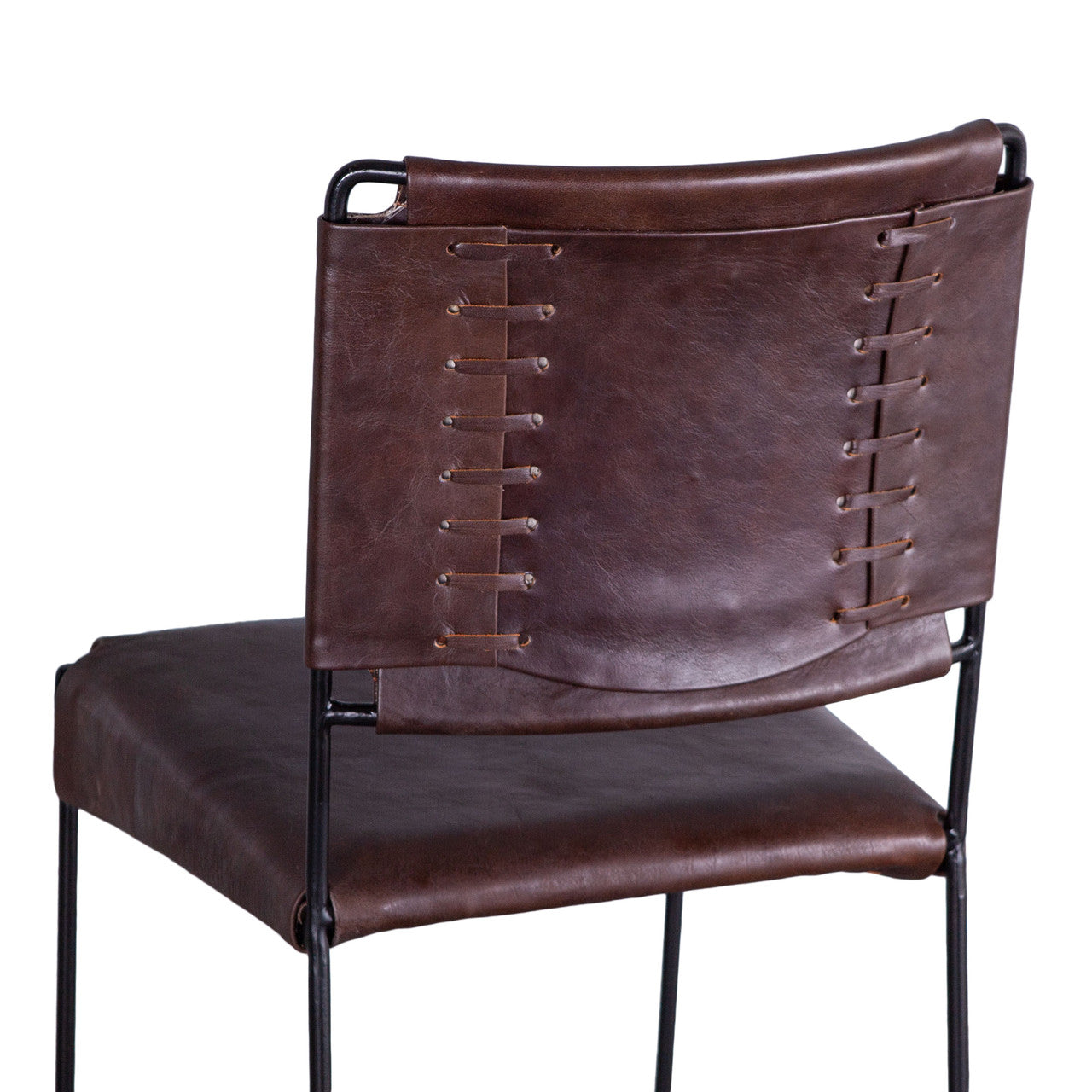 New York 17" Counter Chair in Chocolate Top Grain Leather and Iron