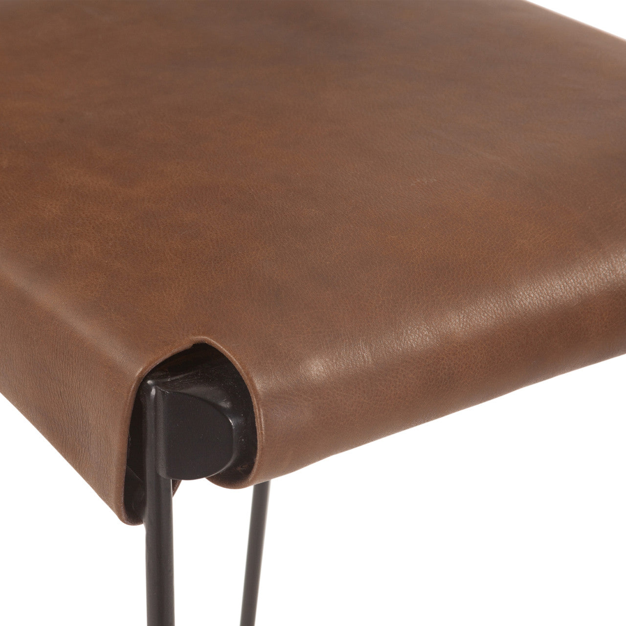 New York 18" Counter Chair in Brown Buffalo Leather and Iron