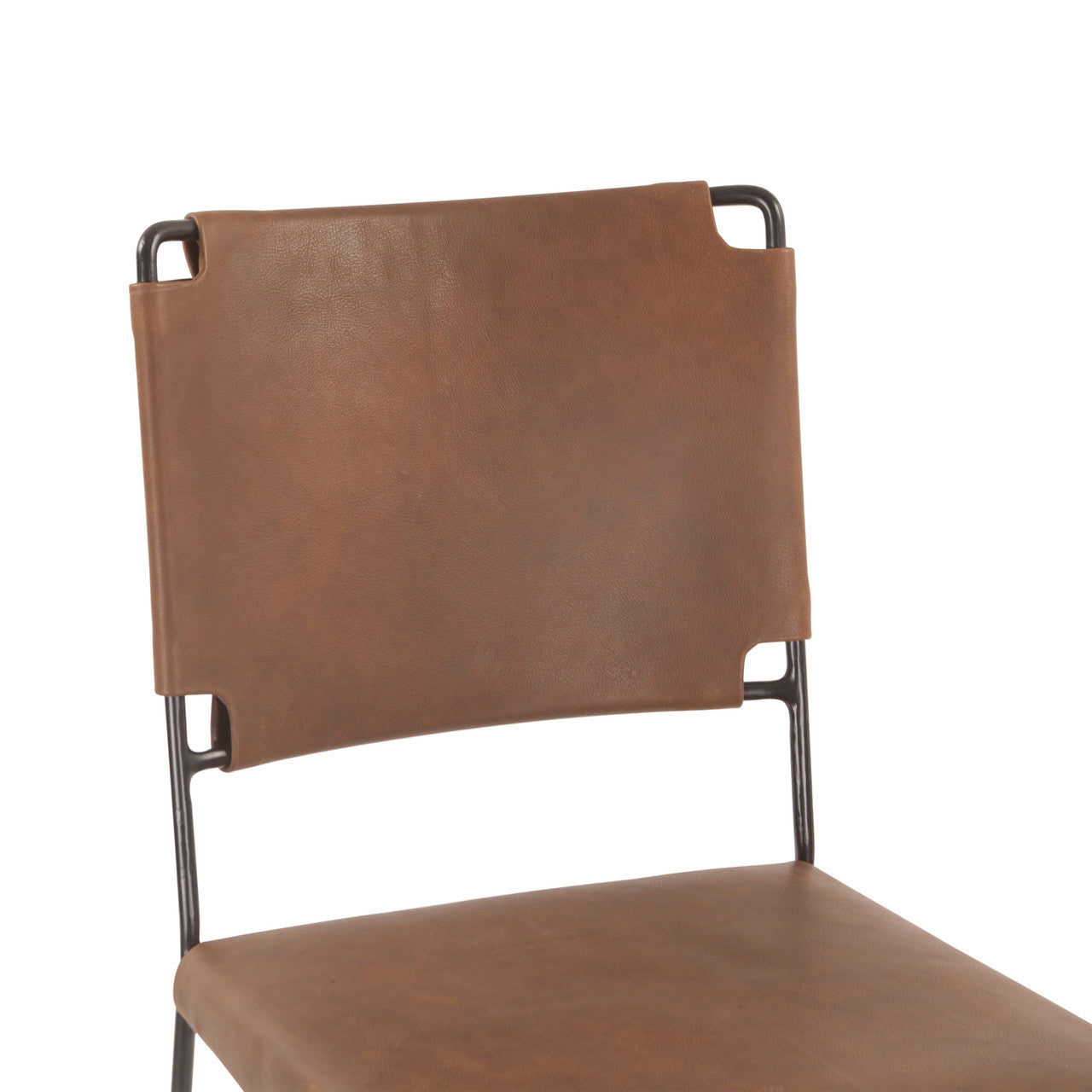 New York 18" Counter Chair in Brown Buffalo Leather and Iron