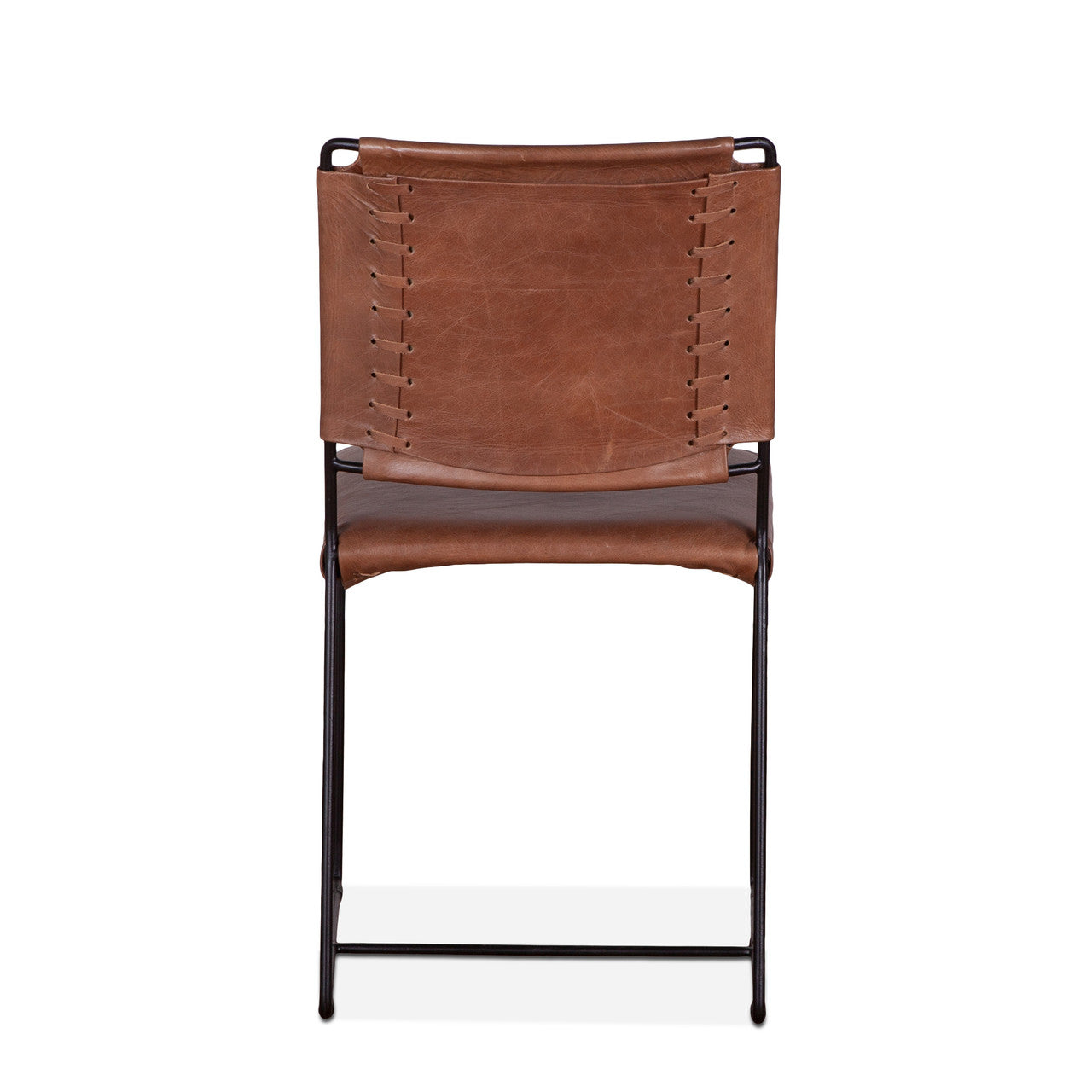 New York 18" Dining Chair in Tobacco Leather and Iron