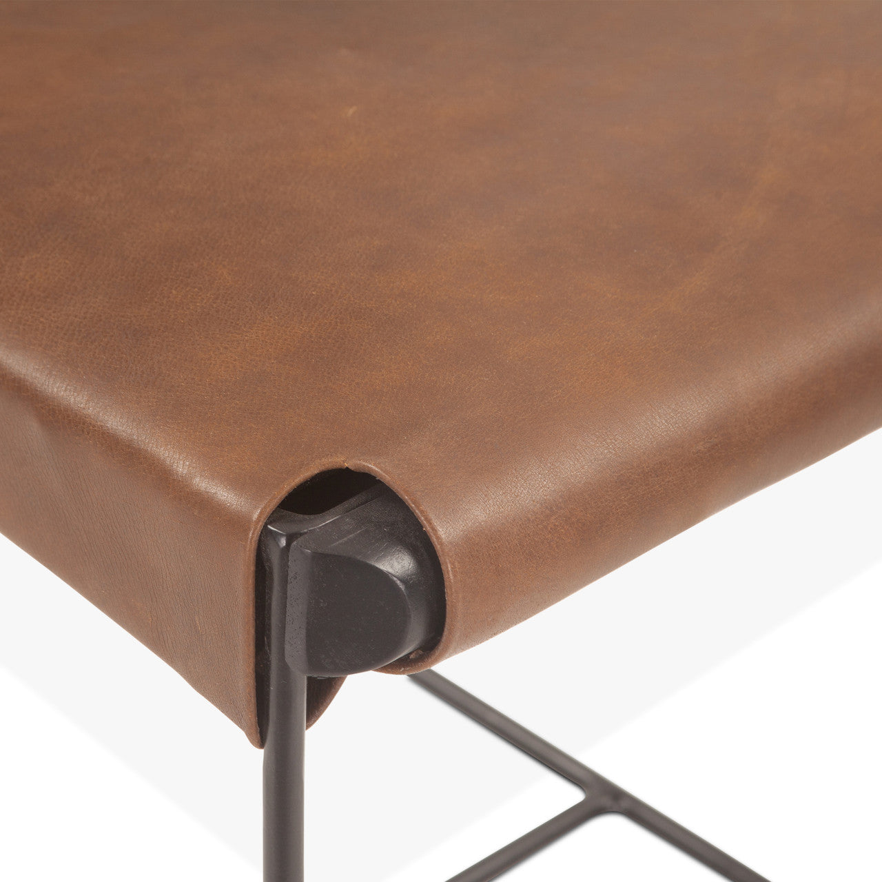 New York 18" Dining Chair in Brown Buffalo Leather and Iron