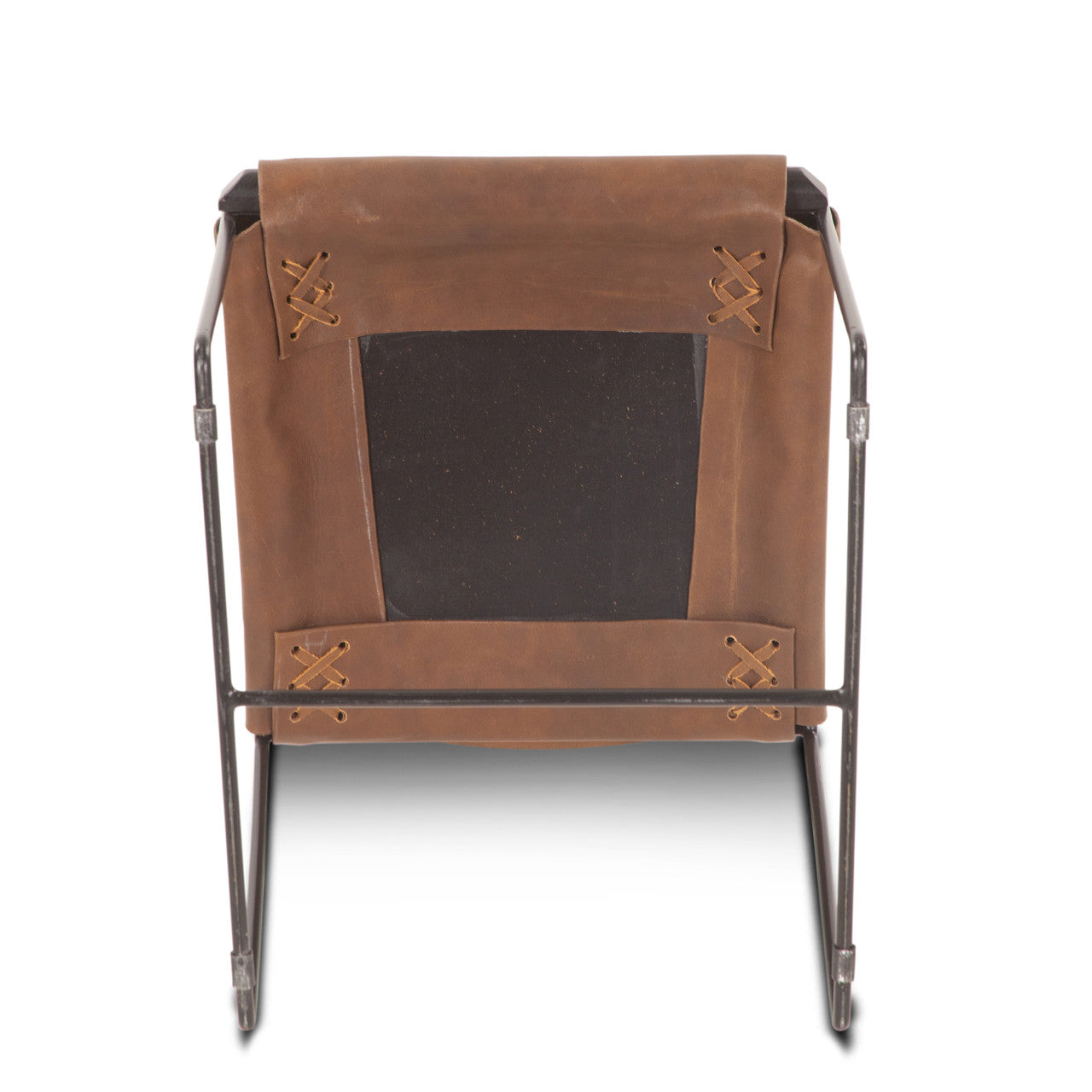 New York 18" Dining Chair in Brown Buffalo Leather and Iron