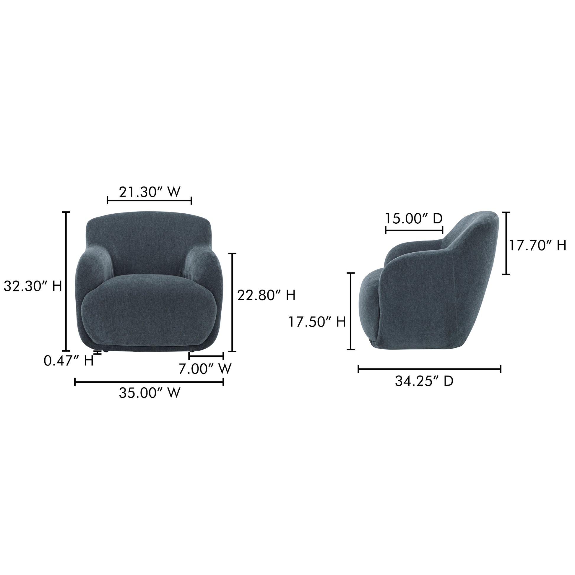 Stevie Lounge Chair Slate Blue by Moe's Home Collection - view 3