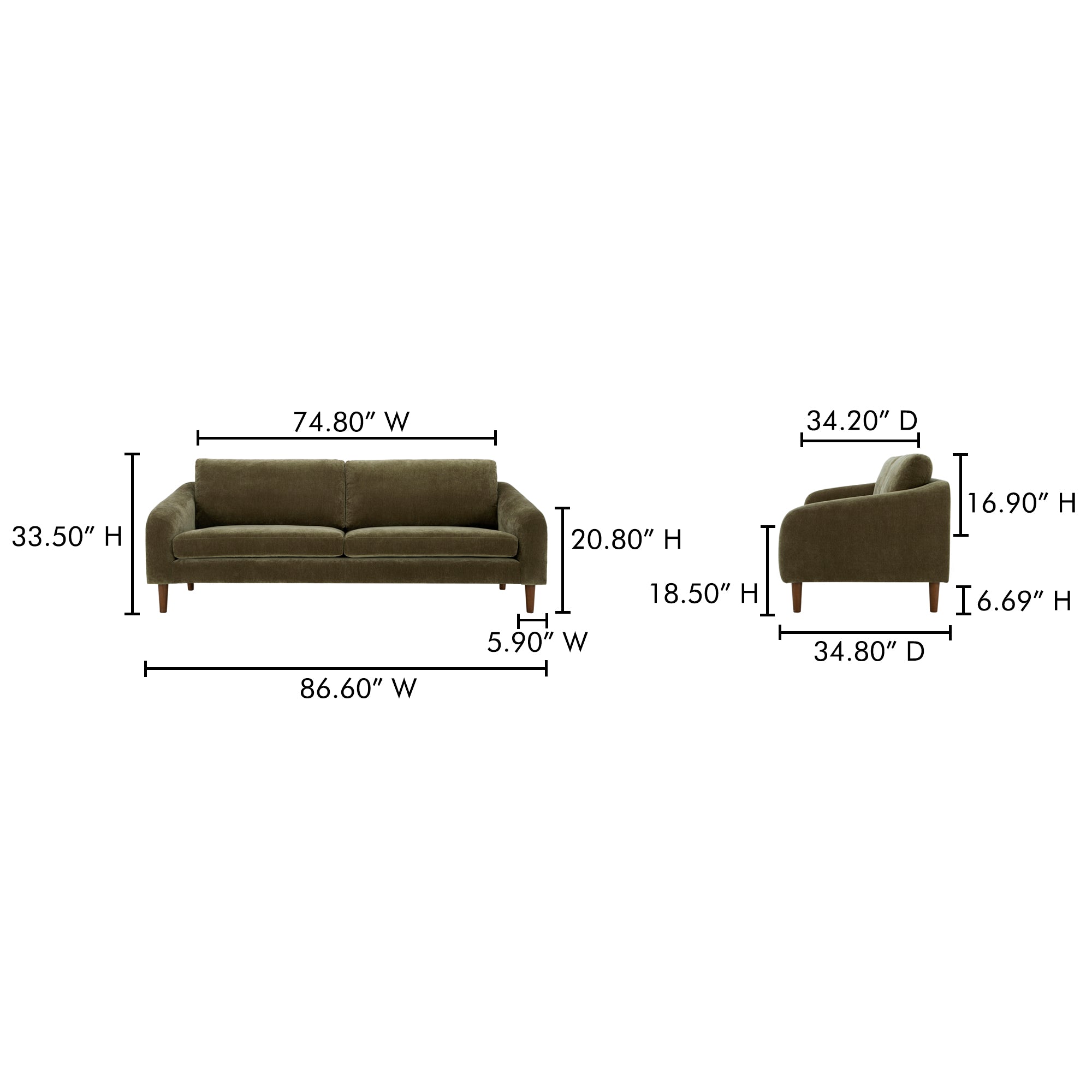 Quinn Sofa Cedar Green by Moe's Home Collection - view 4