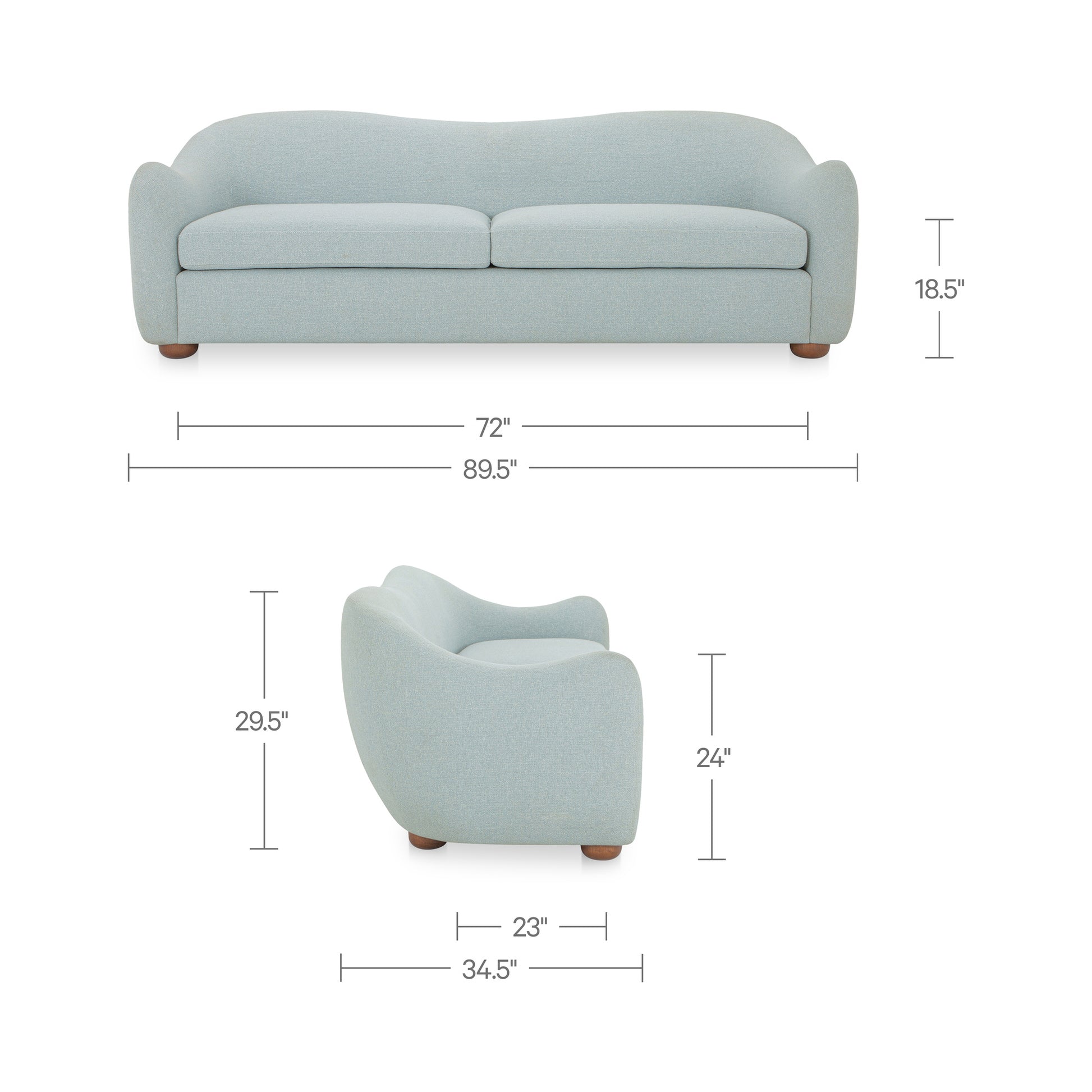 Bria Sofa Light Blue by Moe's Home Collection - view 5