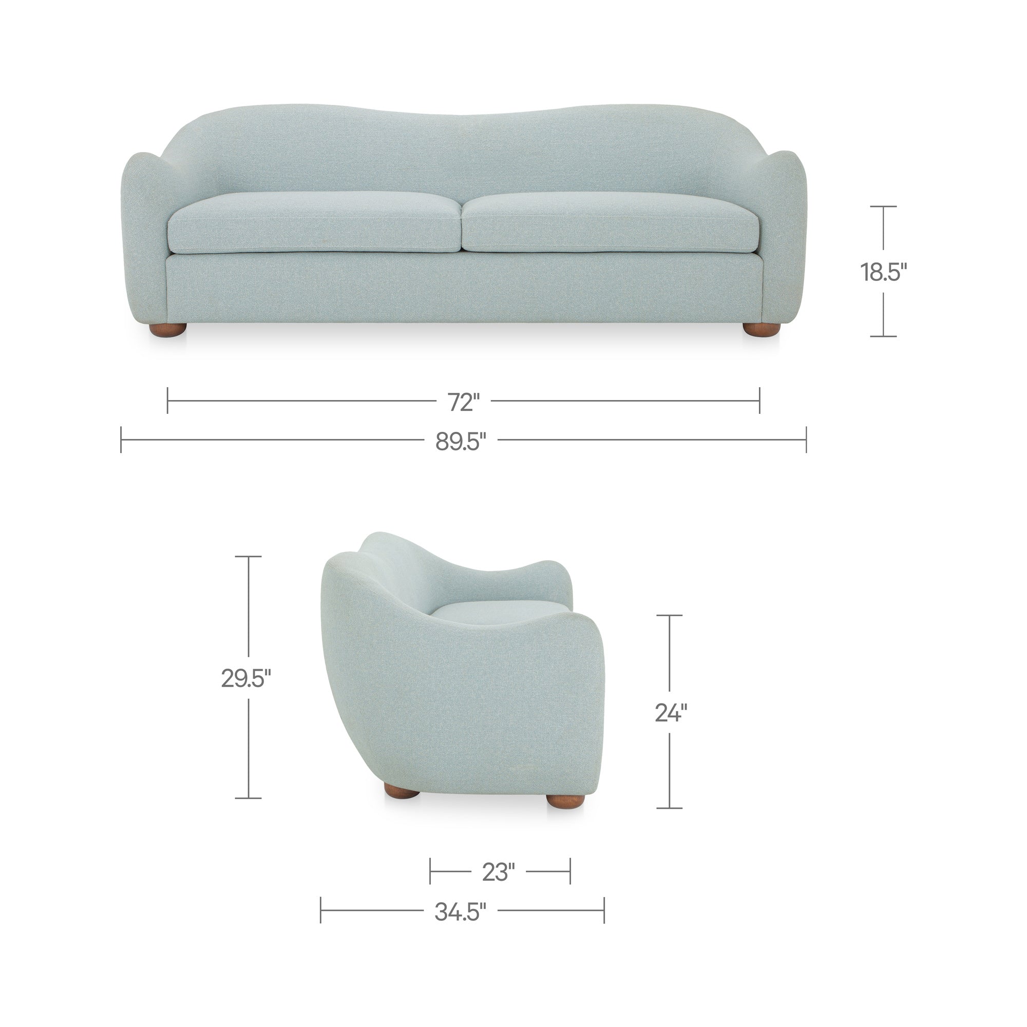 Bria Sofa Light Blue by Moe's Home Collection - view 5