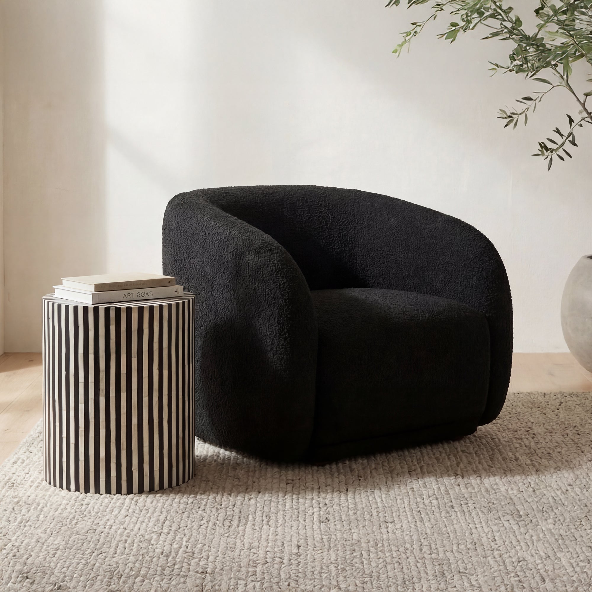 Faye Accent Chair Black Boucle by Moe's Home Collection - view 2