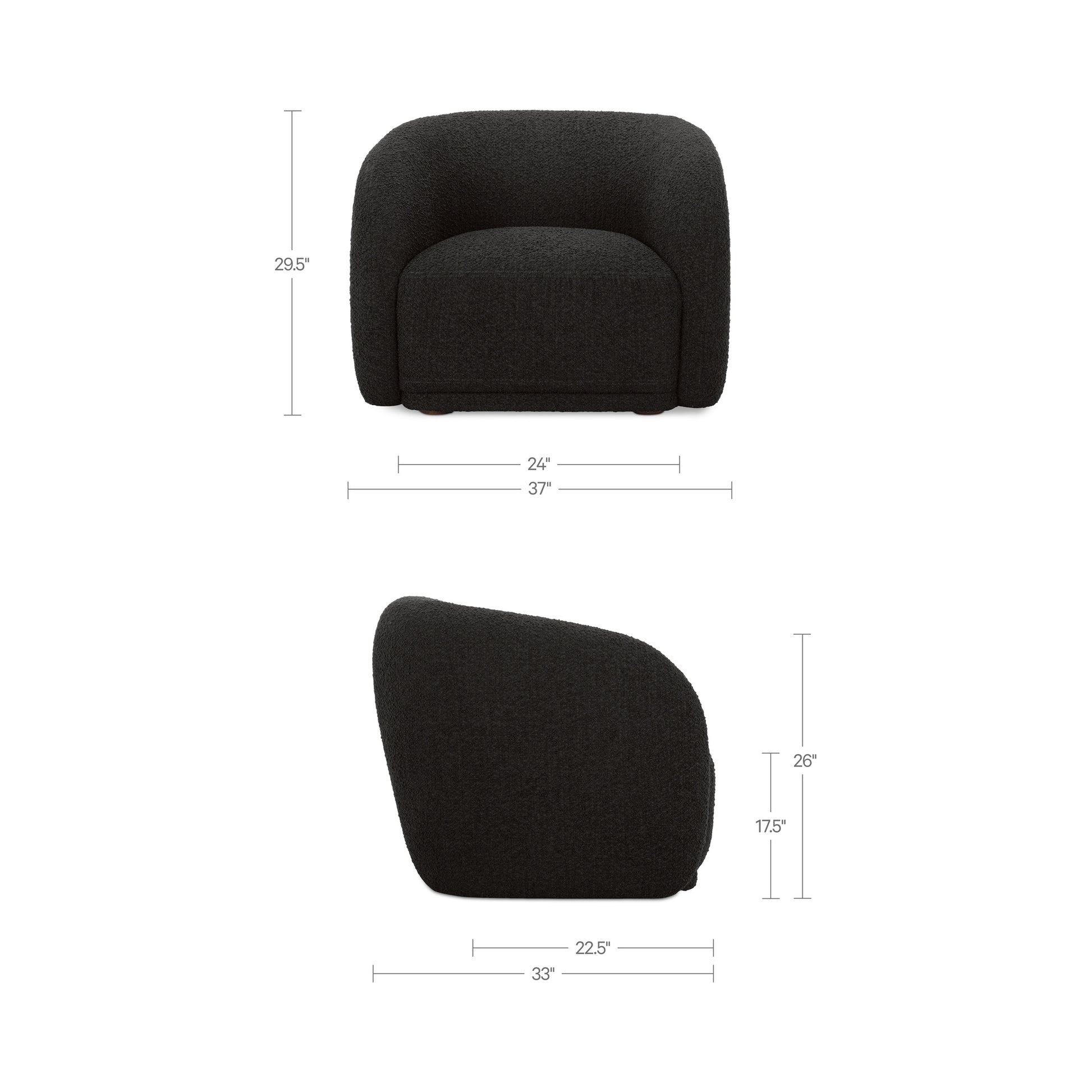 Faye Accent Chair Black Boucle by Moe's Home Collection - view 3