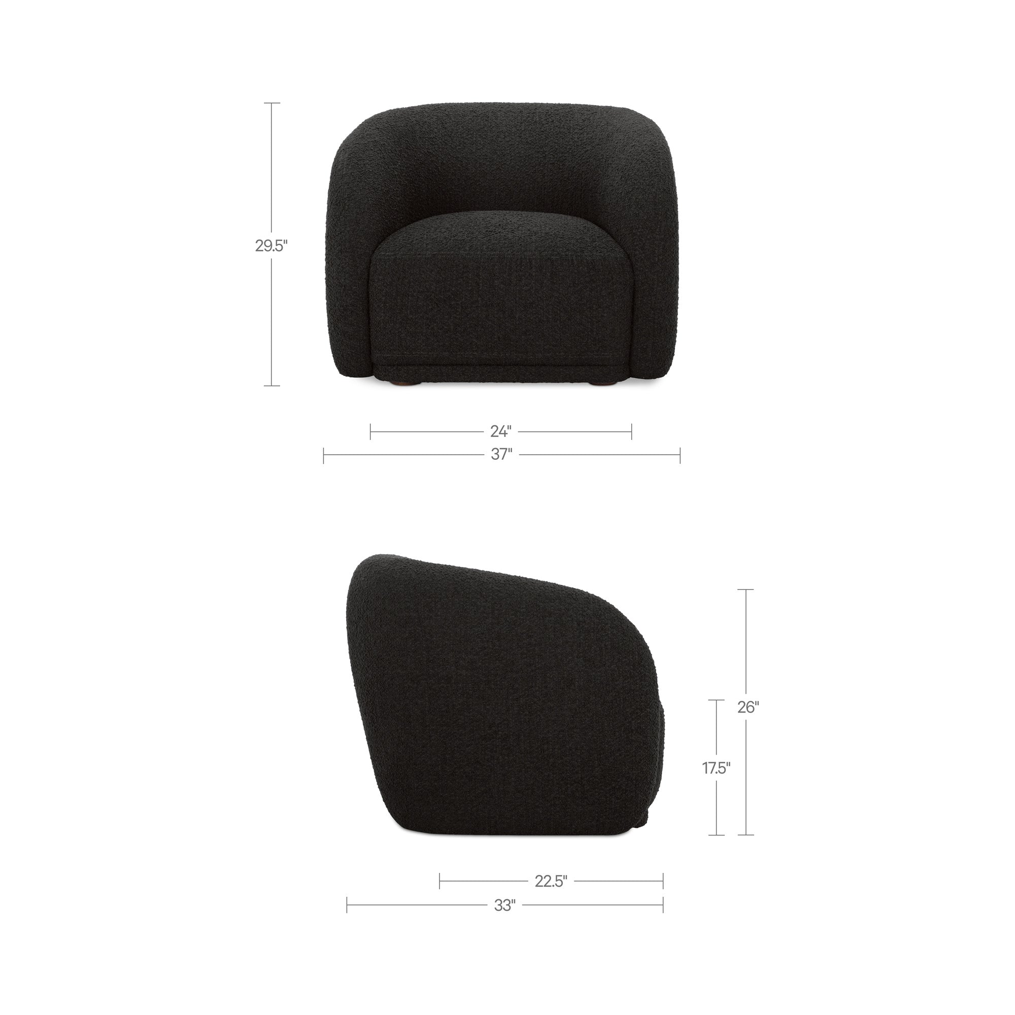 Faye Accent Chair Black Boucle by Moe's Home Collection - view 3