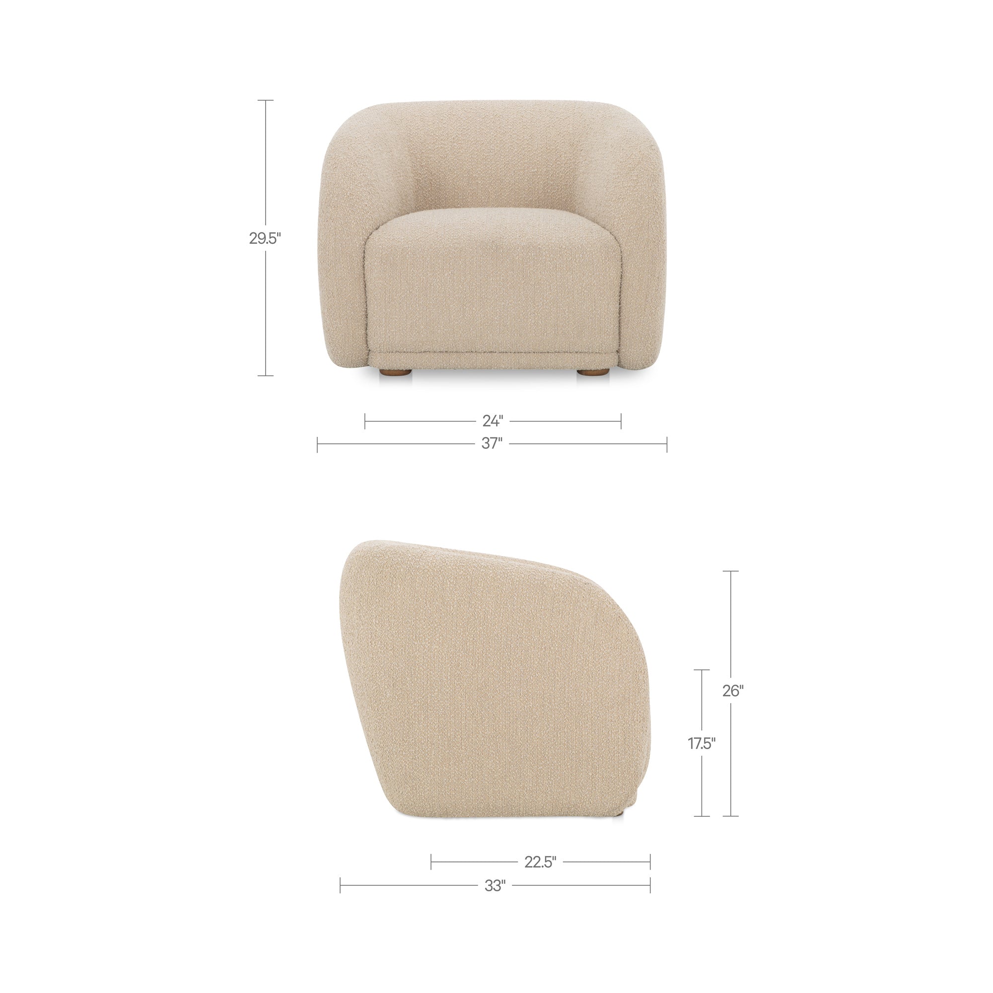 Faye Accent Chair Beige Boucle by Moe's Home Collection - view 4