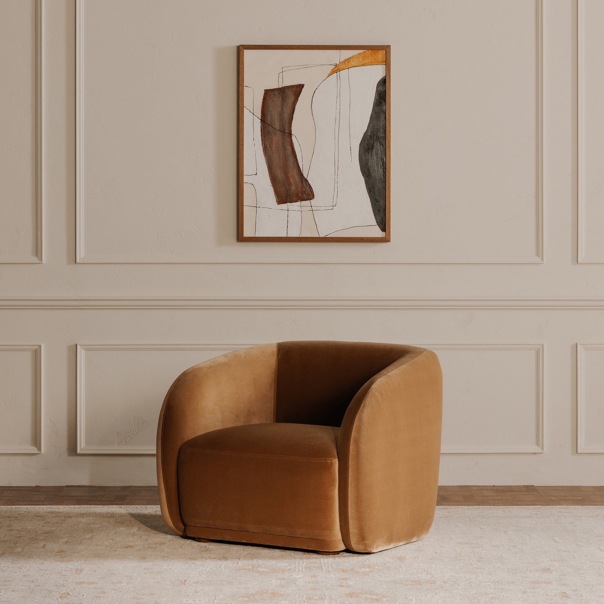 Faye Accent Chair Tan Faux Mohair by Moe's Home Collection - view 2