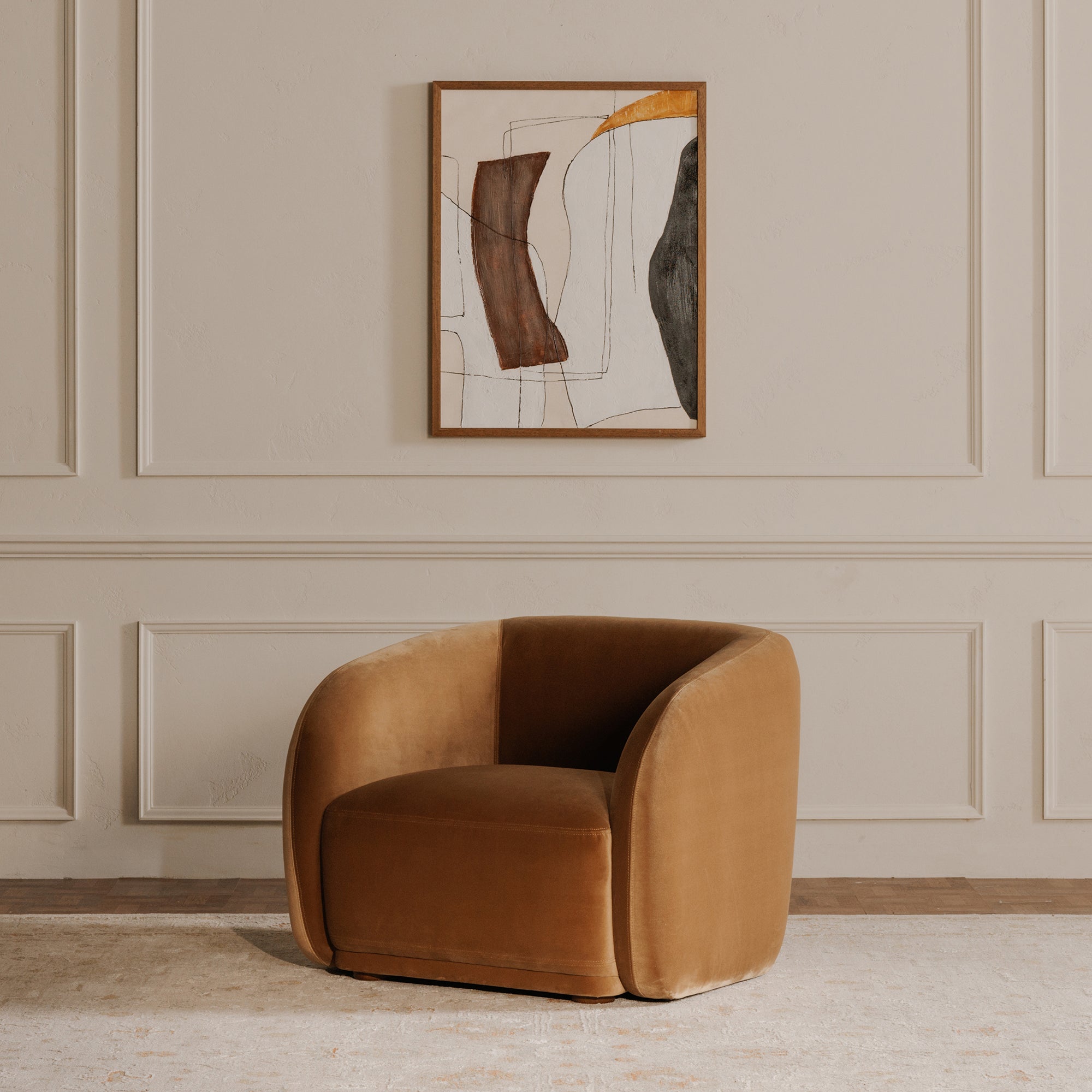 Faye Accent Chair Tan Faux Mohair by Moe's Home Collection - view 2