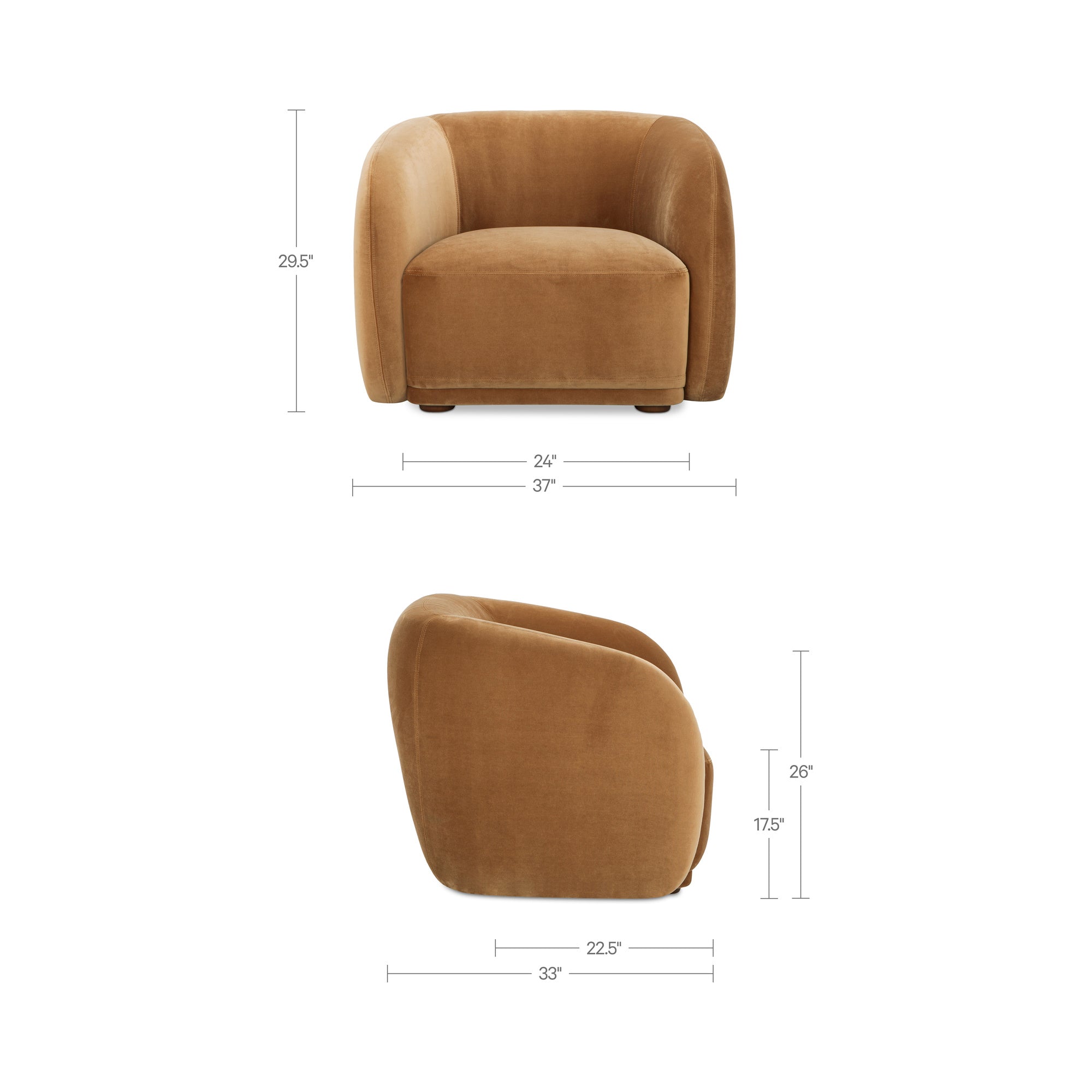 Faye Accent Chair Tan Faux Mohair by Moe's Home Collection - view 4