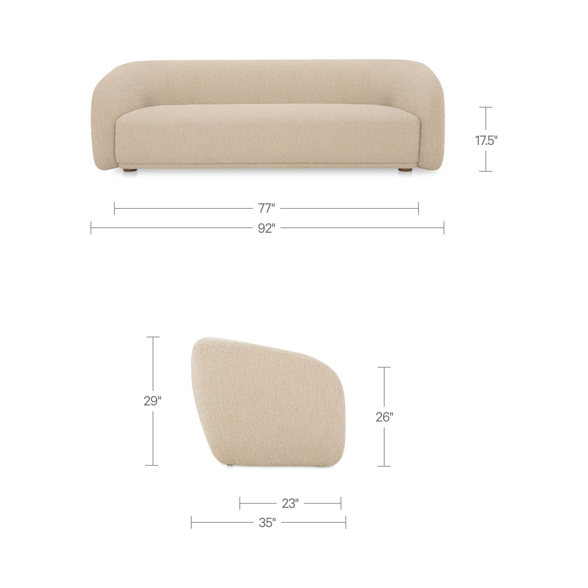 Faye Sofa Beige Boucle by Moe's Home Collection - view 3