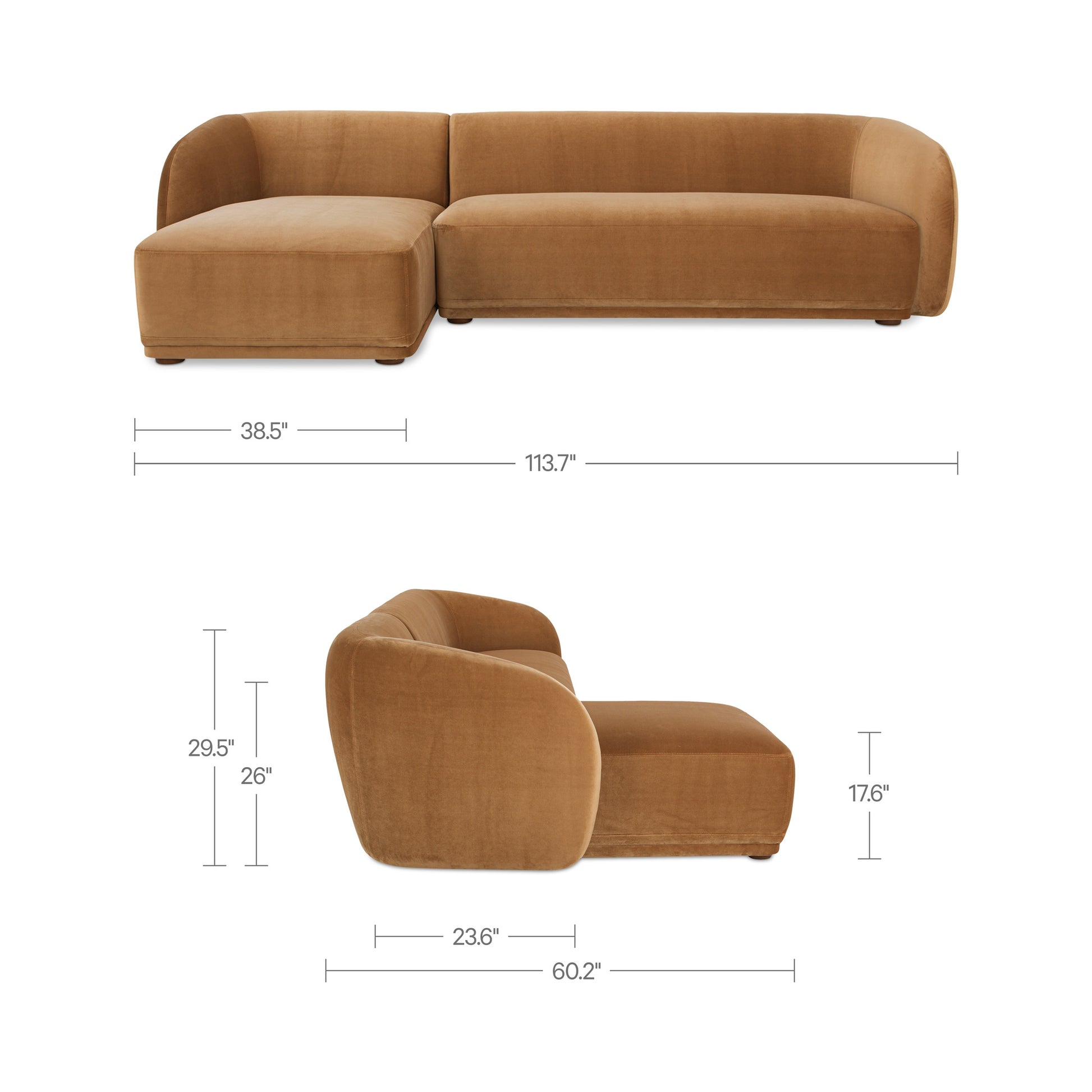 Faye Left Sectional Tan Faux Mohair by Moe's Home Collection - view 5