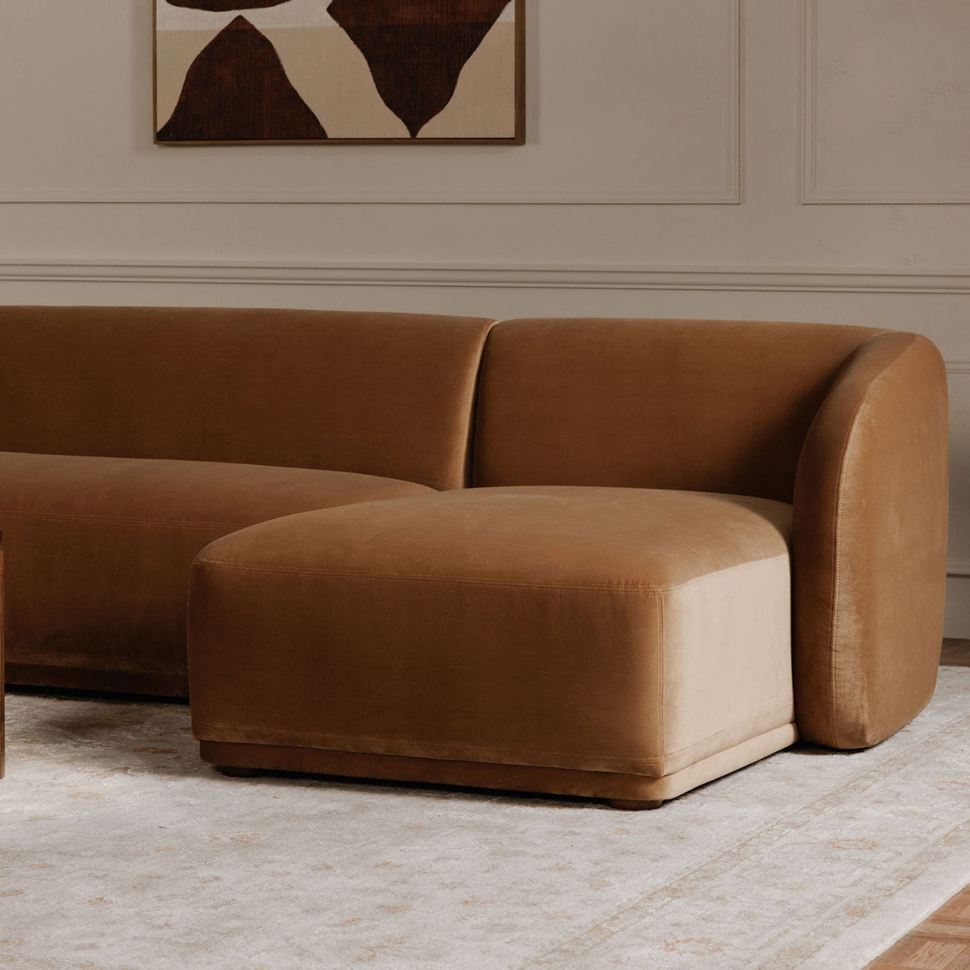 Faye Right Sectional Tan Faux Mohair by Moe's Home Collection - view 2