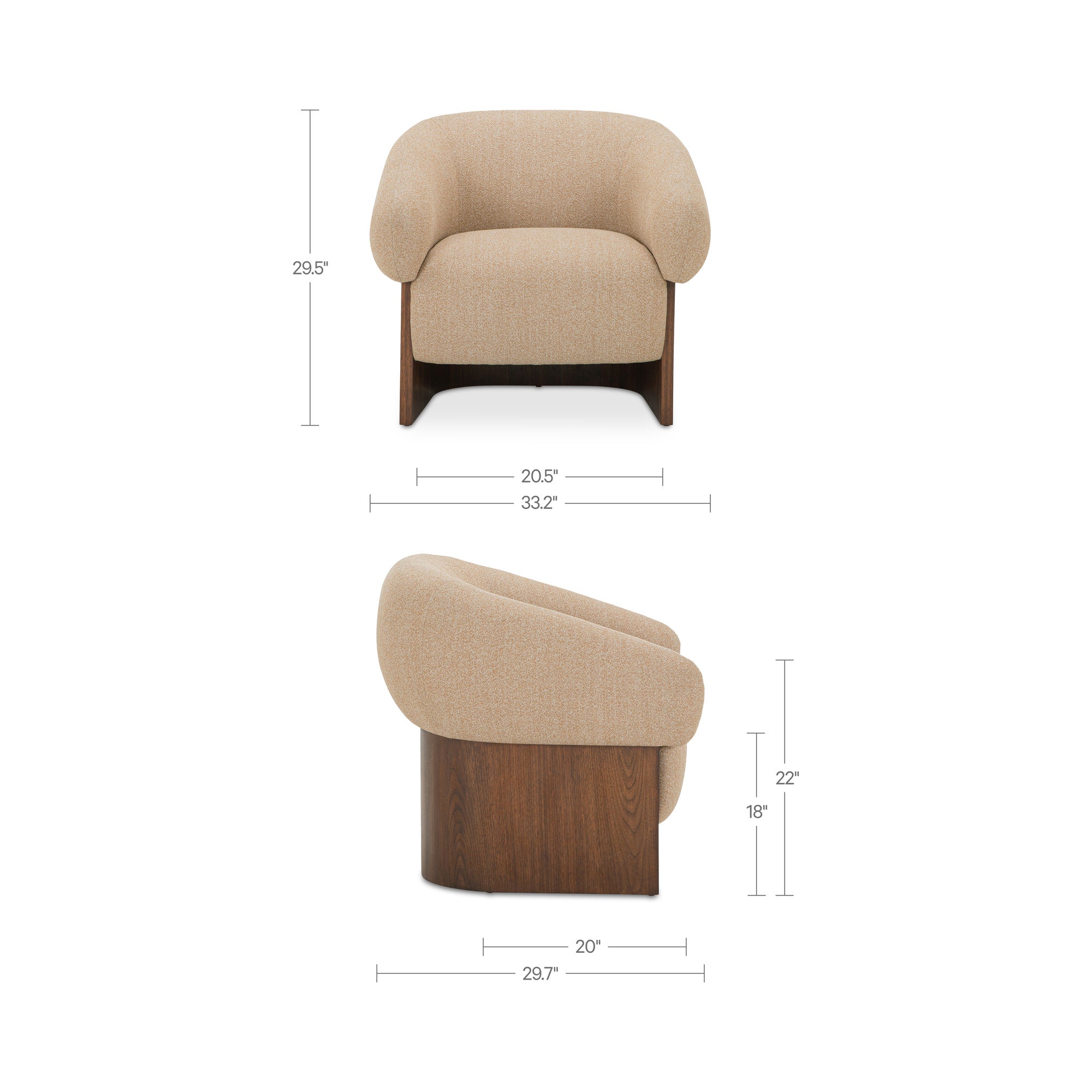 Otto Accent Chair Flecked Tan by Moe's Home Collection - view 5