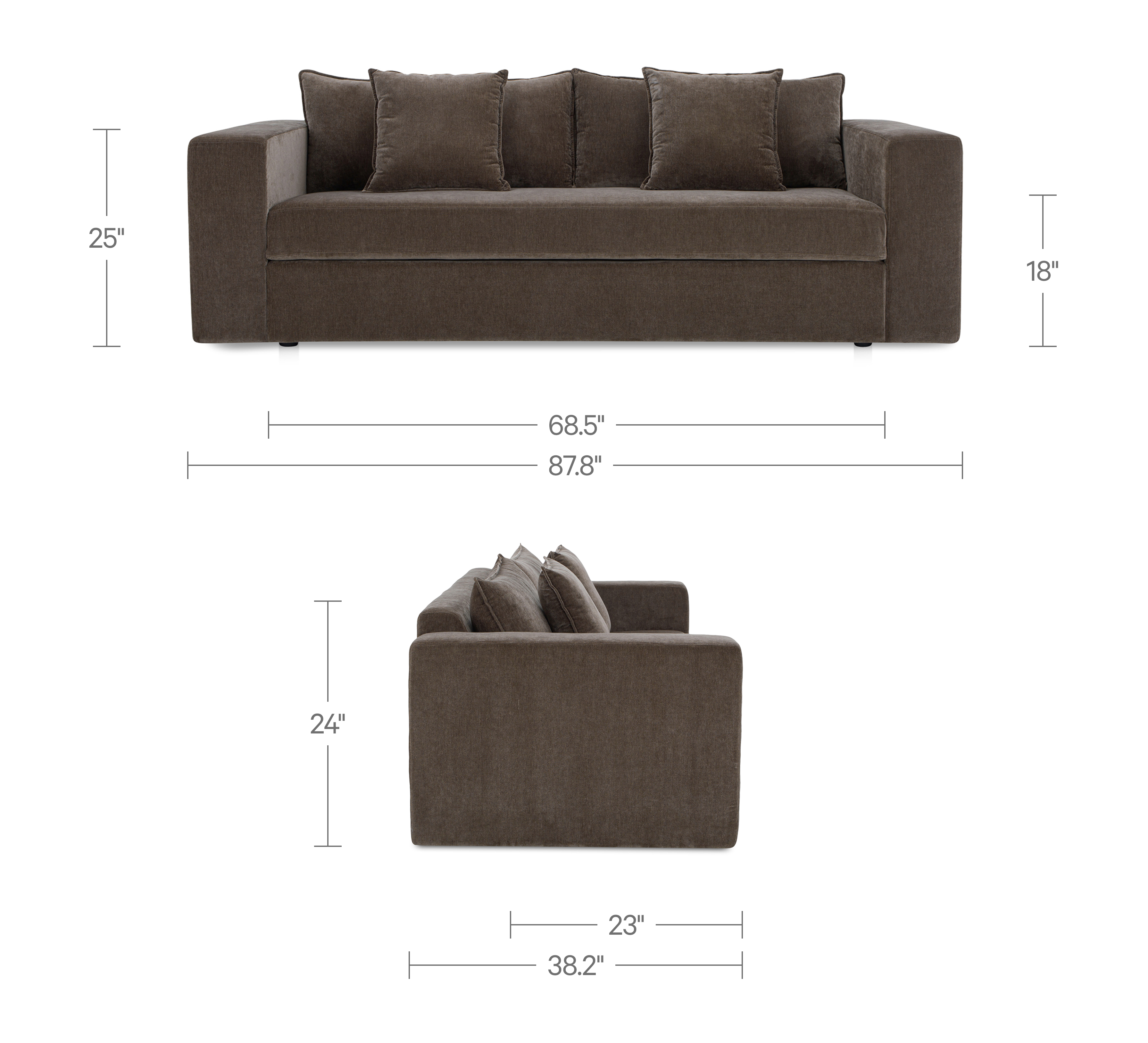 Kiran Sleeper Sofa Warm Charcoal by Moe's Home Collection - view 6