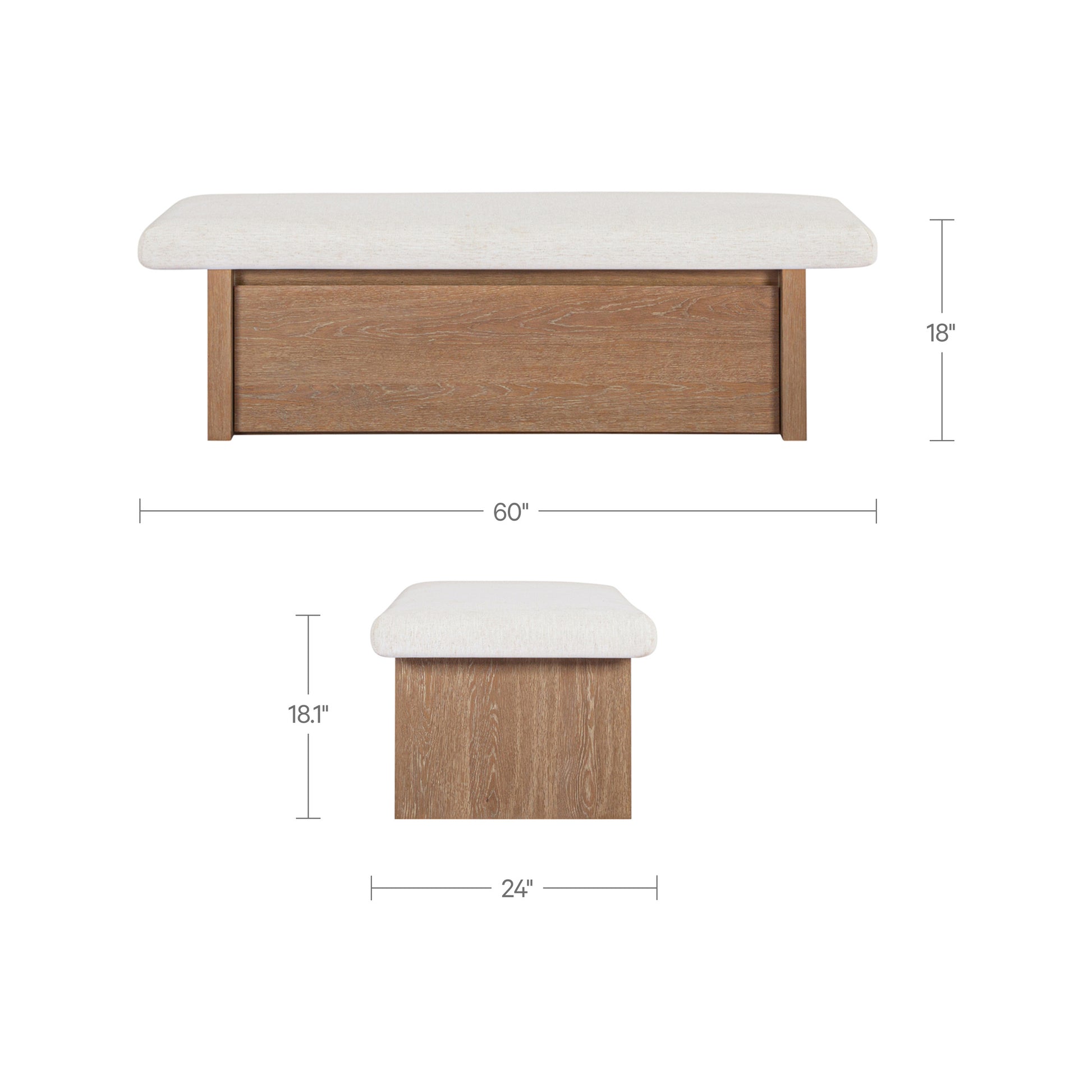 Gemma Storage Bench Oat by Moe's Home Collection - view 3