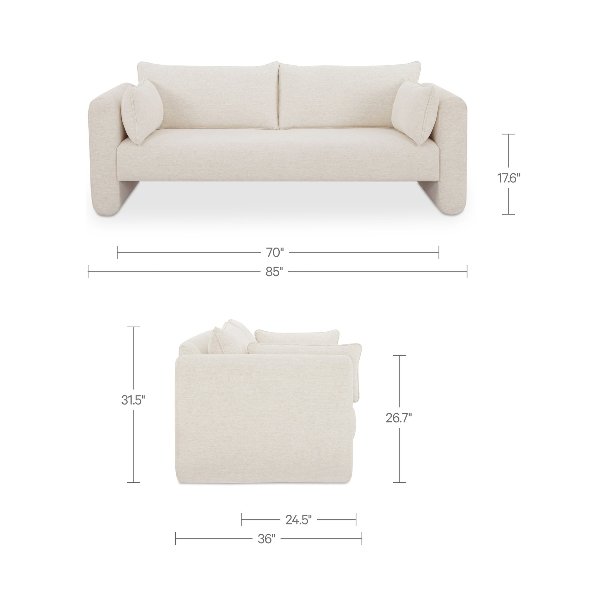 Moore Sofa Oat by Moe's Home Collection - view 3