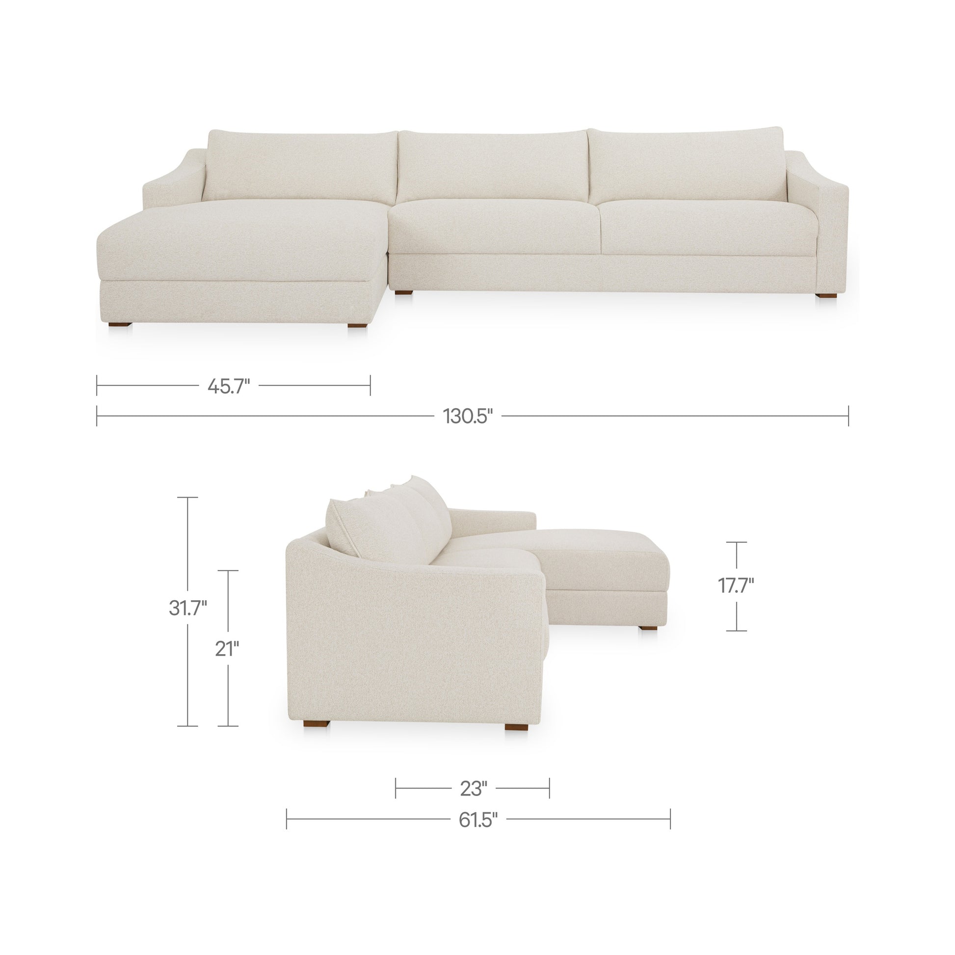 Farrow Sectional Flecked Oat Left by Moe's Home Collection - view 3