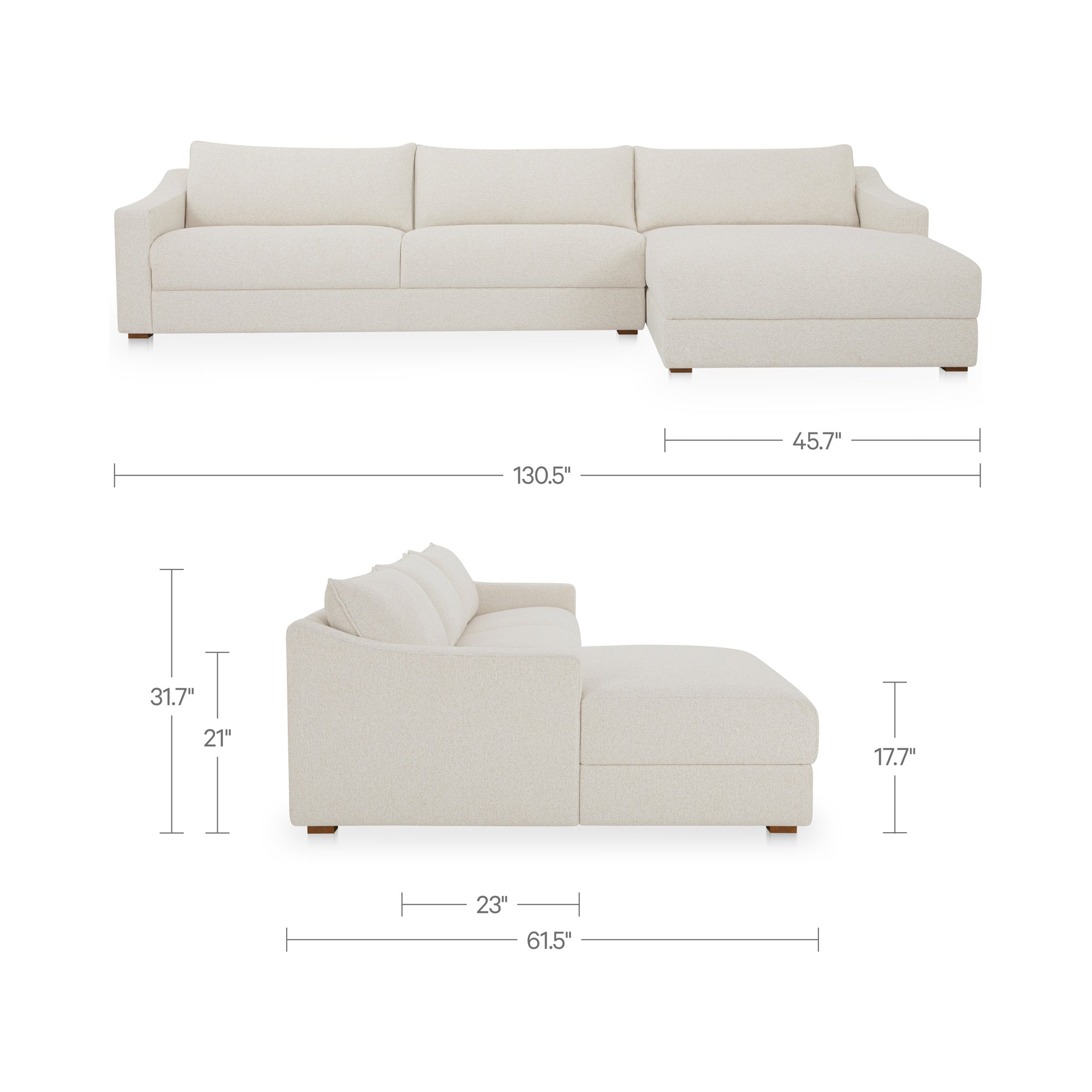 Farrow Sectional Flecked Oat Right by Moe's Home Collection - view 3