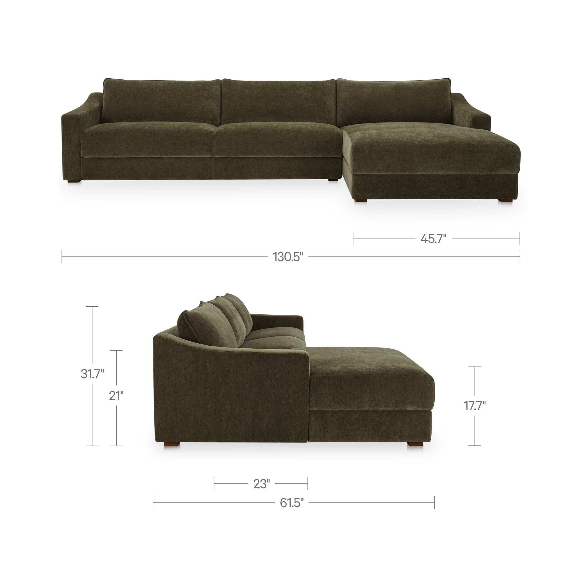 Farrow Sectional Cedar Green Right by Moe's Home Collection - view 3