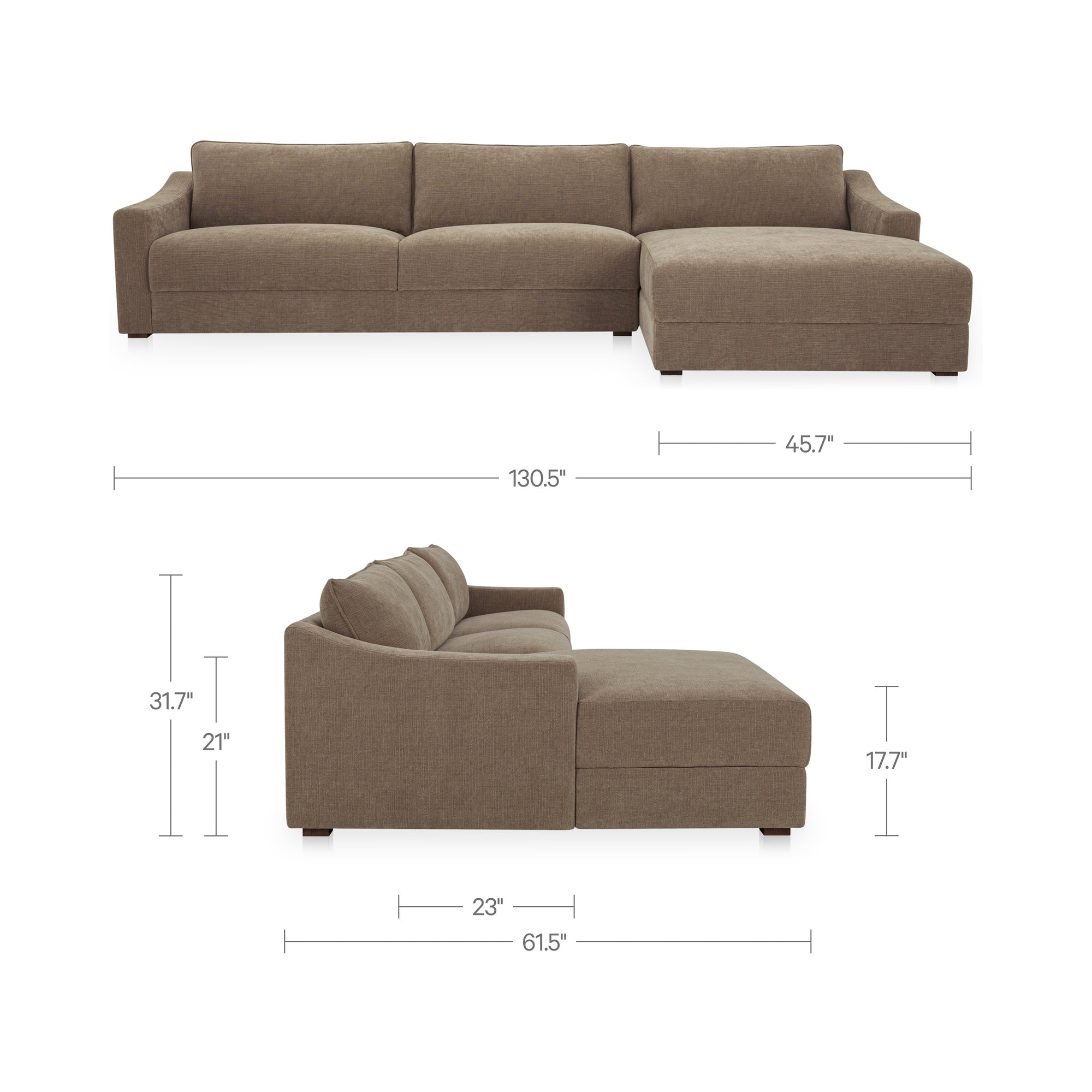 Farrow Sectional Taupe Right by Moe's Home Collection - view 3