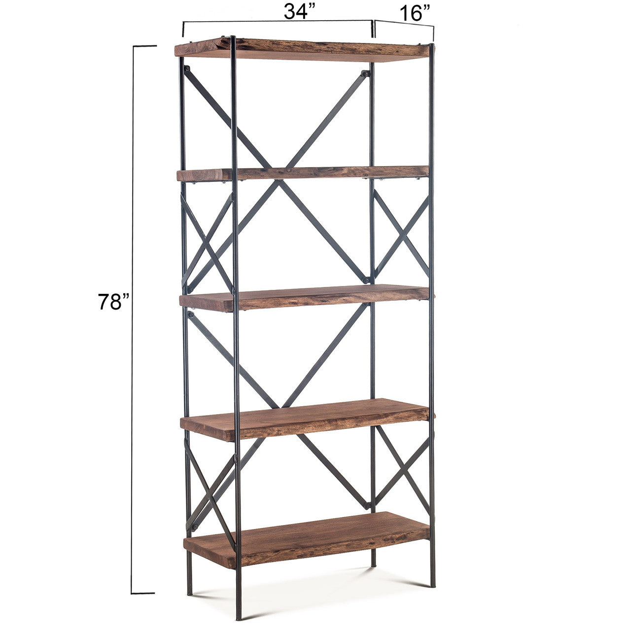 Organic Forge 34" Tall Bookshelf in Raw Walnut