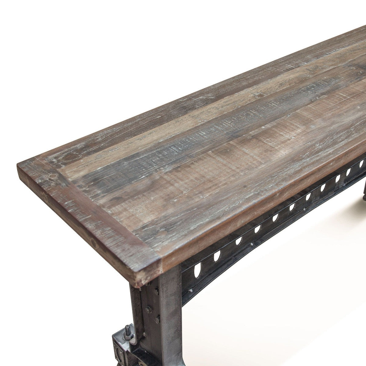 Industrial Barn Iron and Reclaimed Wood Console Table 66"