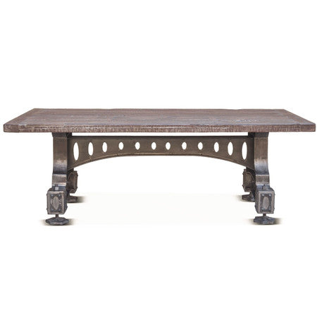 Industrial Barn Iron and Reclaimed Wood Coffee Table 53"