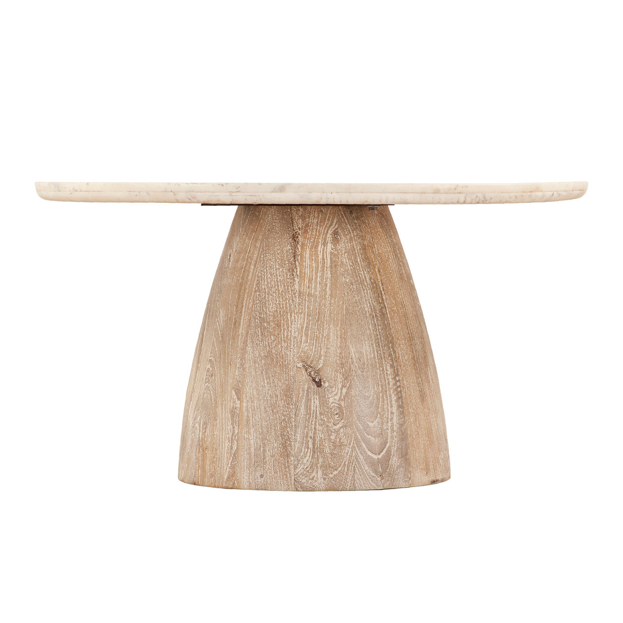 Palm Springs 36" Coffee Table with White Marble and Whitewash Modern Base