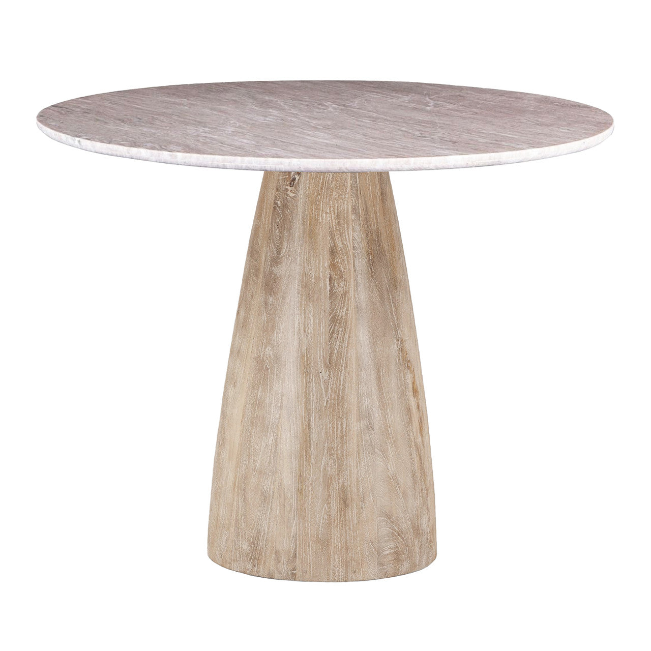 Palm Springs 48" Gathering Table with Brown Lajaria Marble  and Whitewash Modern Base