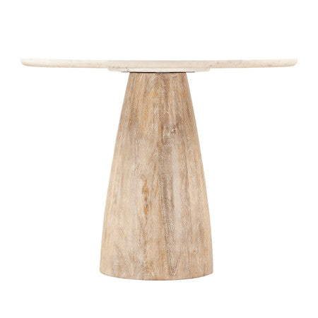 Palm Springs 48" Gathering Table with White Marble and Whitewash Modern Base