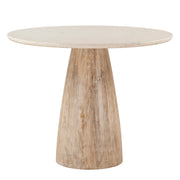 Palm Springs 48" Round Dining Table with White Marble and Whitewash Modern Base