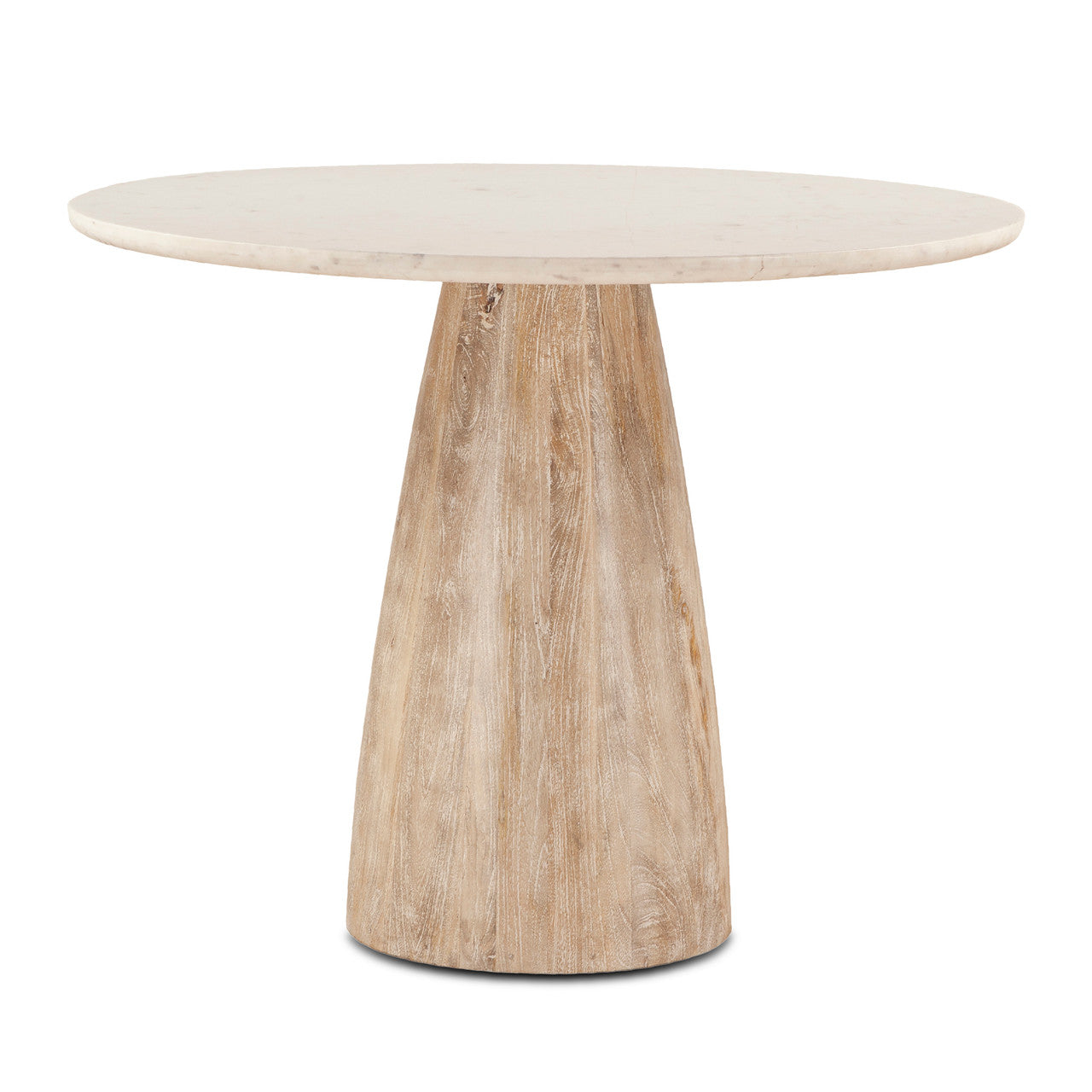 Palm Springs 48" Round Dining Table with White Marble and Whitewash Modern Base