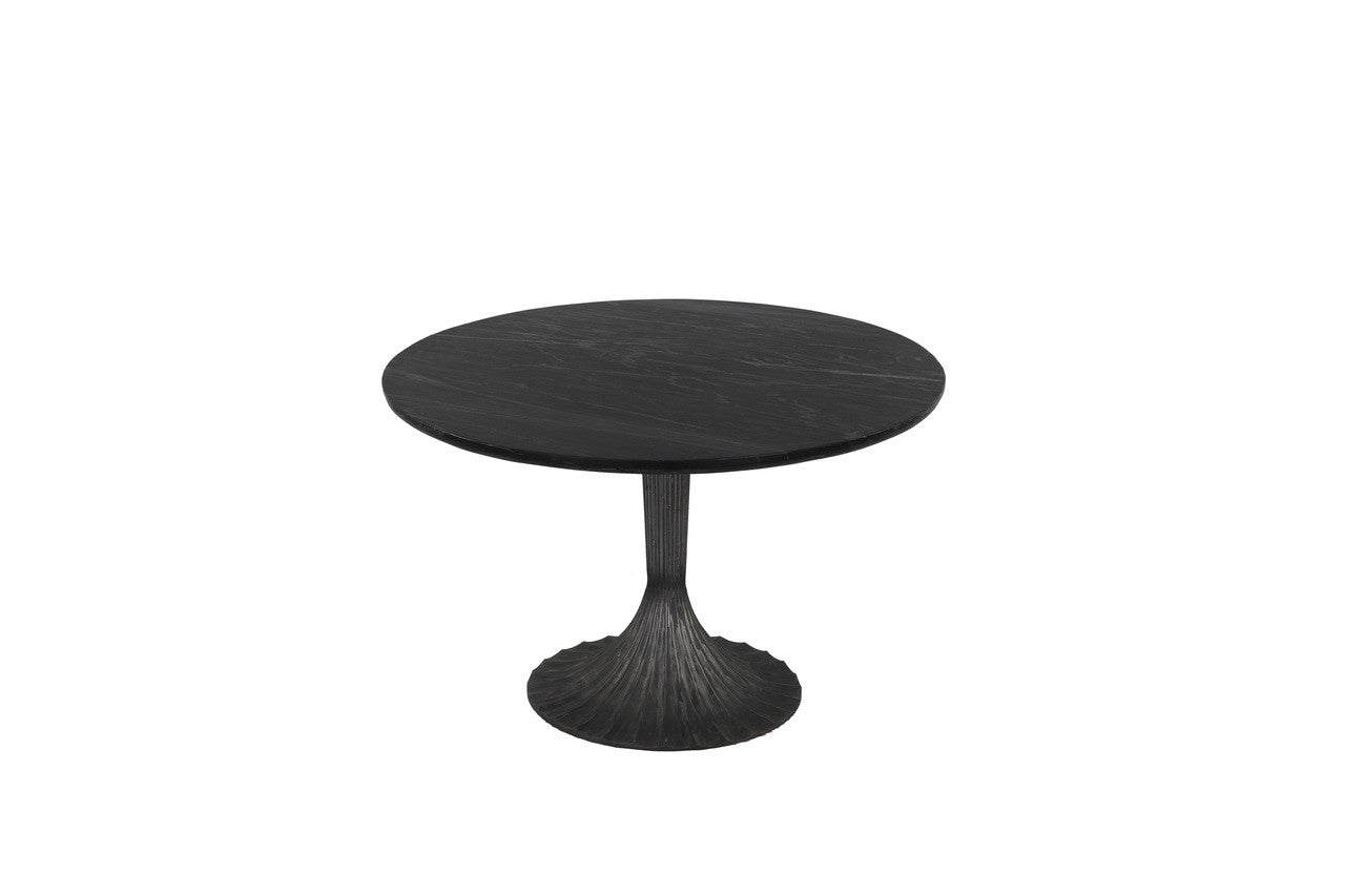 Palm Springs 48" Round Dining Table with Black Marble and Gold Base