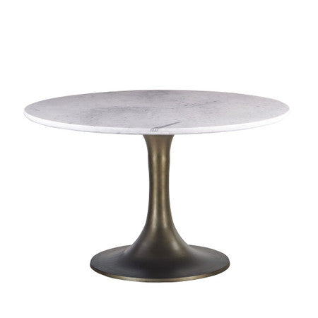 Palm Springs 48" Round Dining Table with White Marble and Gold Base