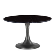 Palm Springs 48" Round Dining Table with Black Marble and Silver Base