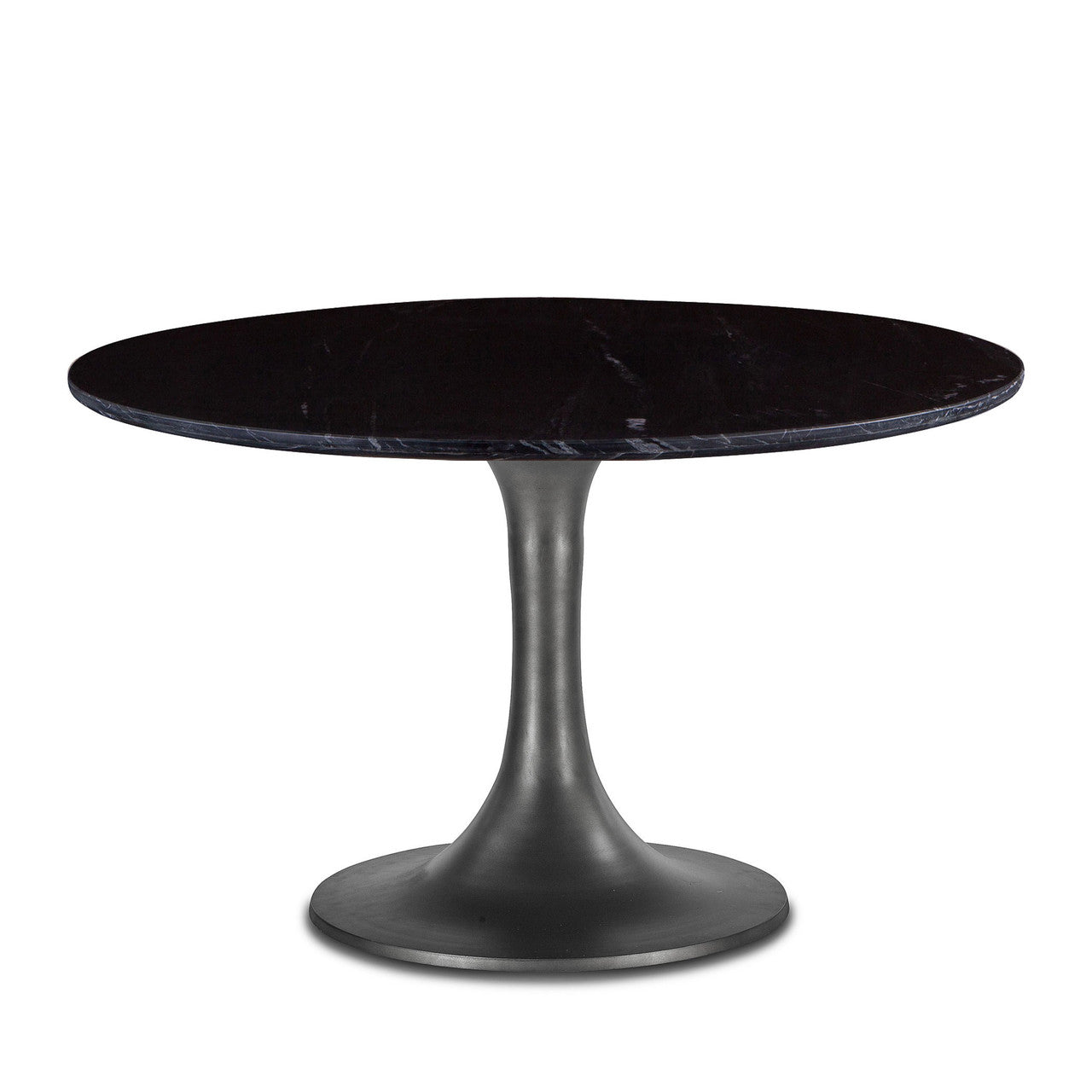 Palm Springs 48" Round Dining Table with Black Marble and Silver Base