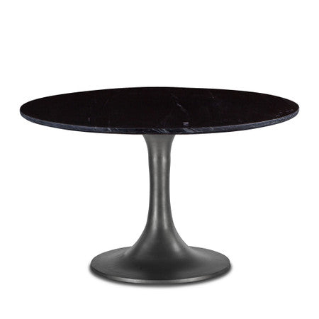 Palm Springs 48" Round Dining Table with Black Marble and Silver Base