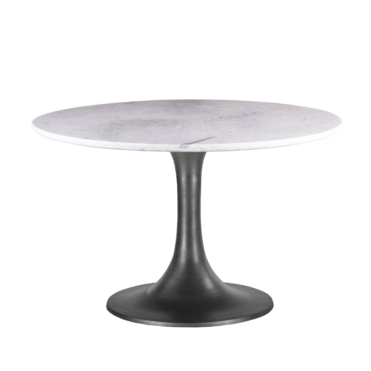 Palm Springs 48" Round Dining Table with White Marble and Silver Base