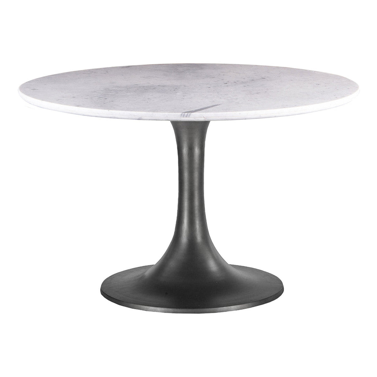 Palm Springs 48" Round Dining Table with White Marble and Silver Base