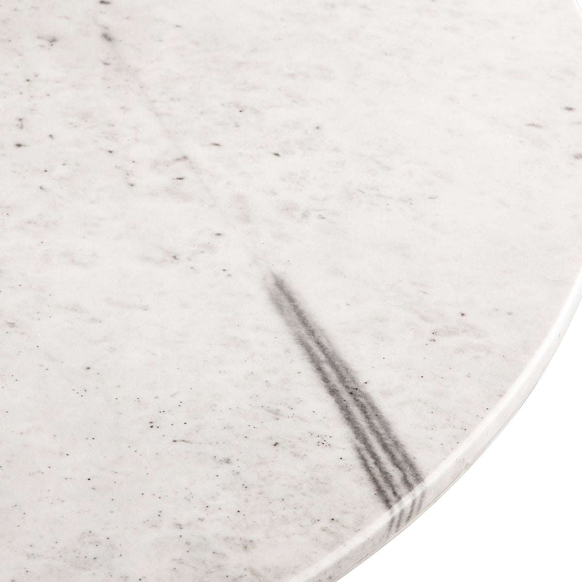 Palm Springs 48" Round Dining Table with White Marble and Silver Base - manufacturer view 3