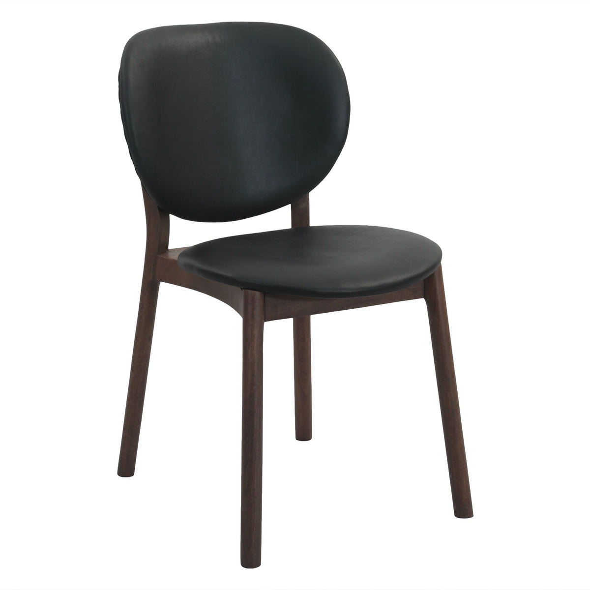 Piper 18" Round Back Dining Chair in Black Leather and Wood - image 2
