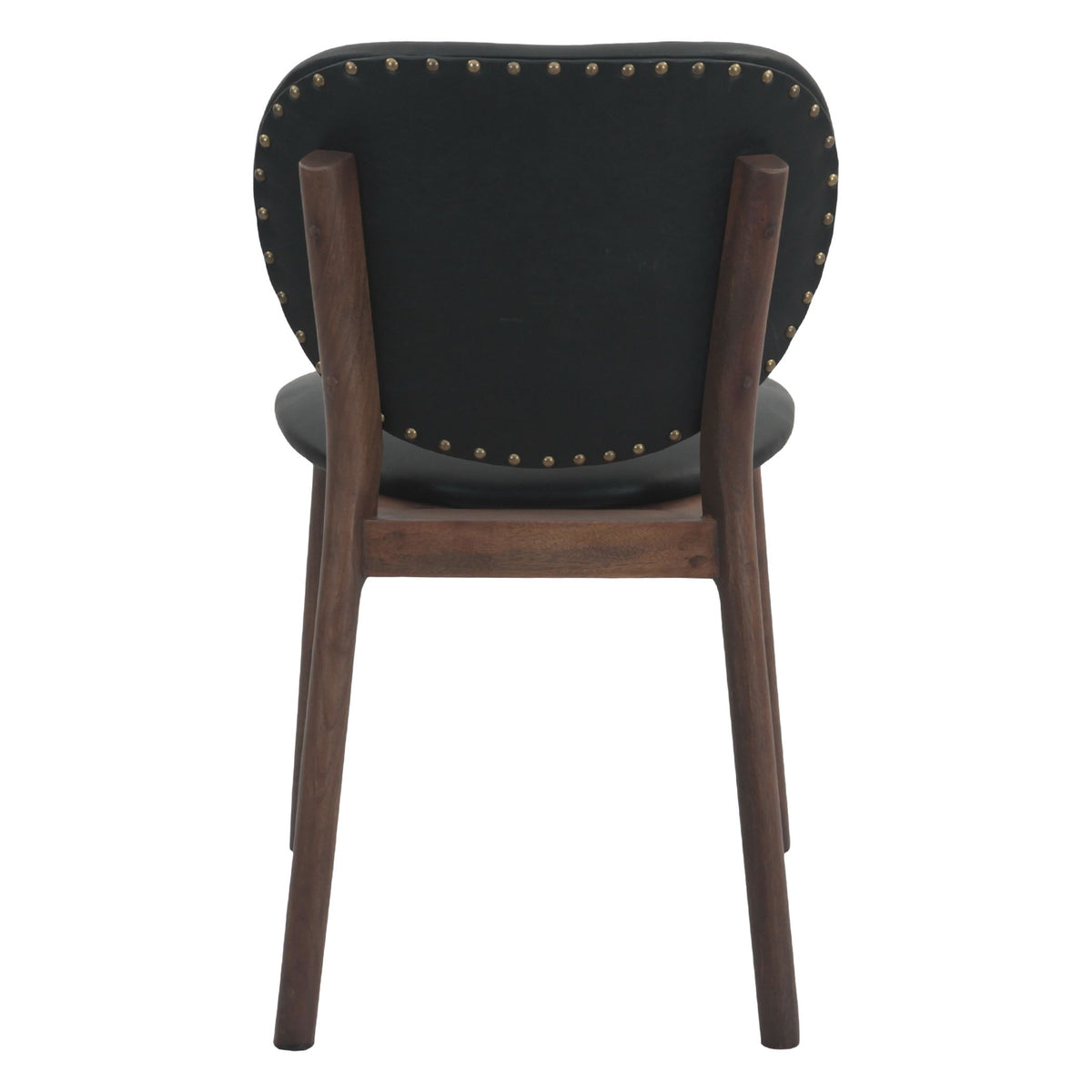 Piper 18" Round Back Dining Chair in Black Leather and Wood - image 3