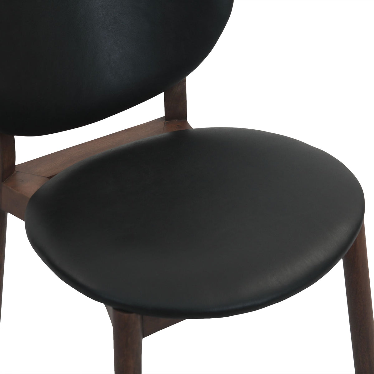 Piper 18" Round Back Dining Chair in Black Leather and Wood - image 4