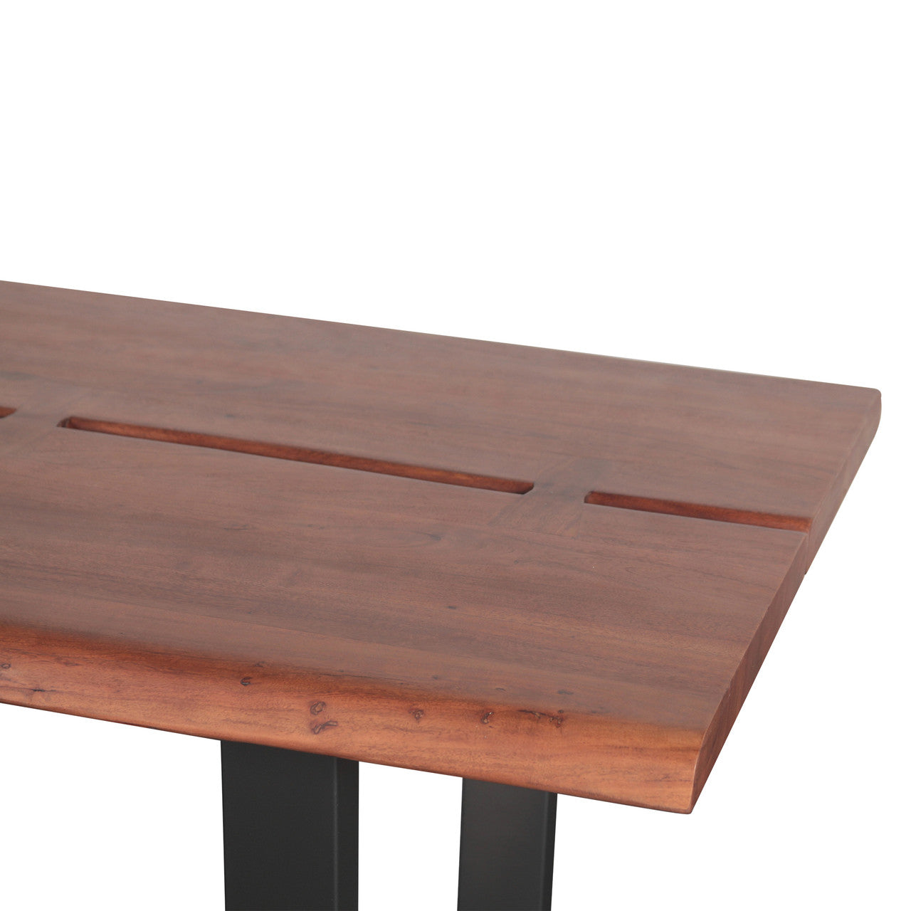 Reed 79" Dining Table in Light Sequoia with Gunmetal Legs