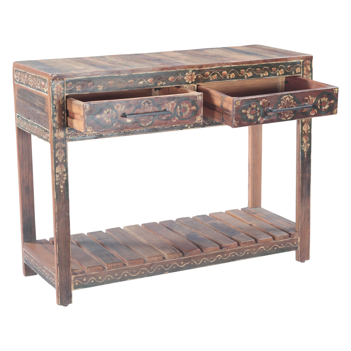 Rustic Roots 40" Hand Painted Console Table with Two Drawers - image 3